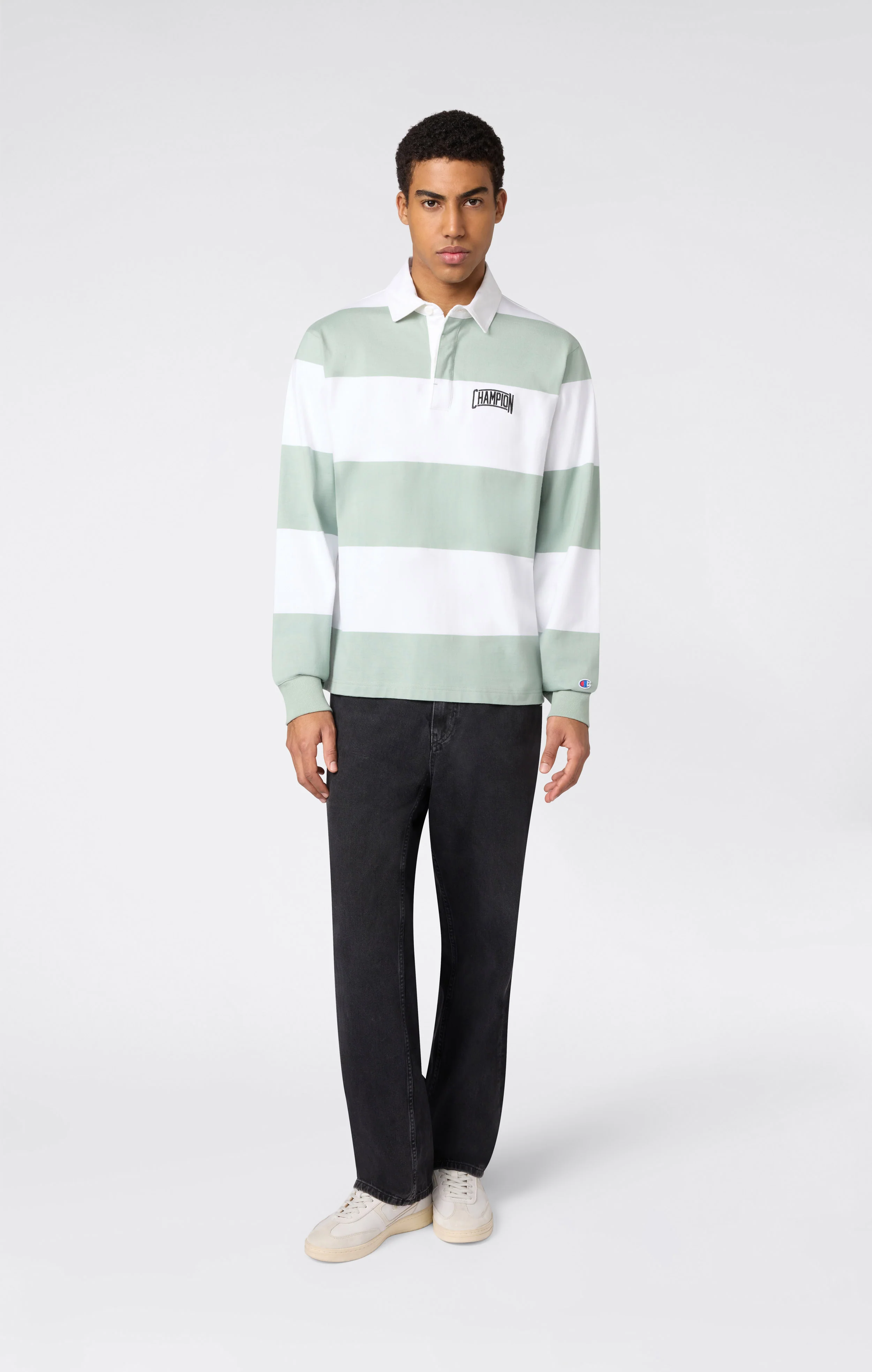 Men’s Striped Heavy Jersey Polo Shirt - Image 2