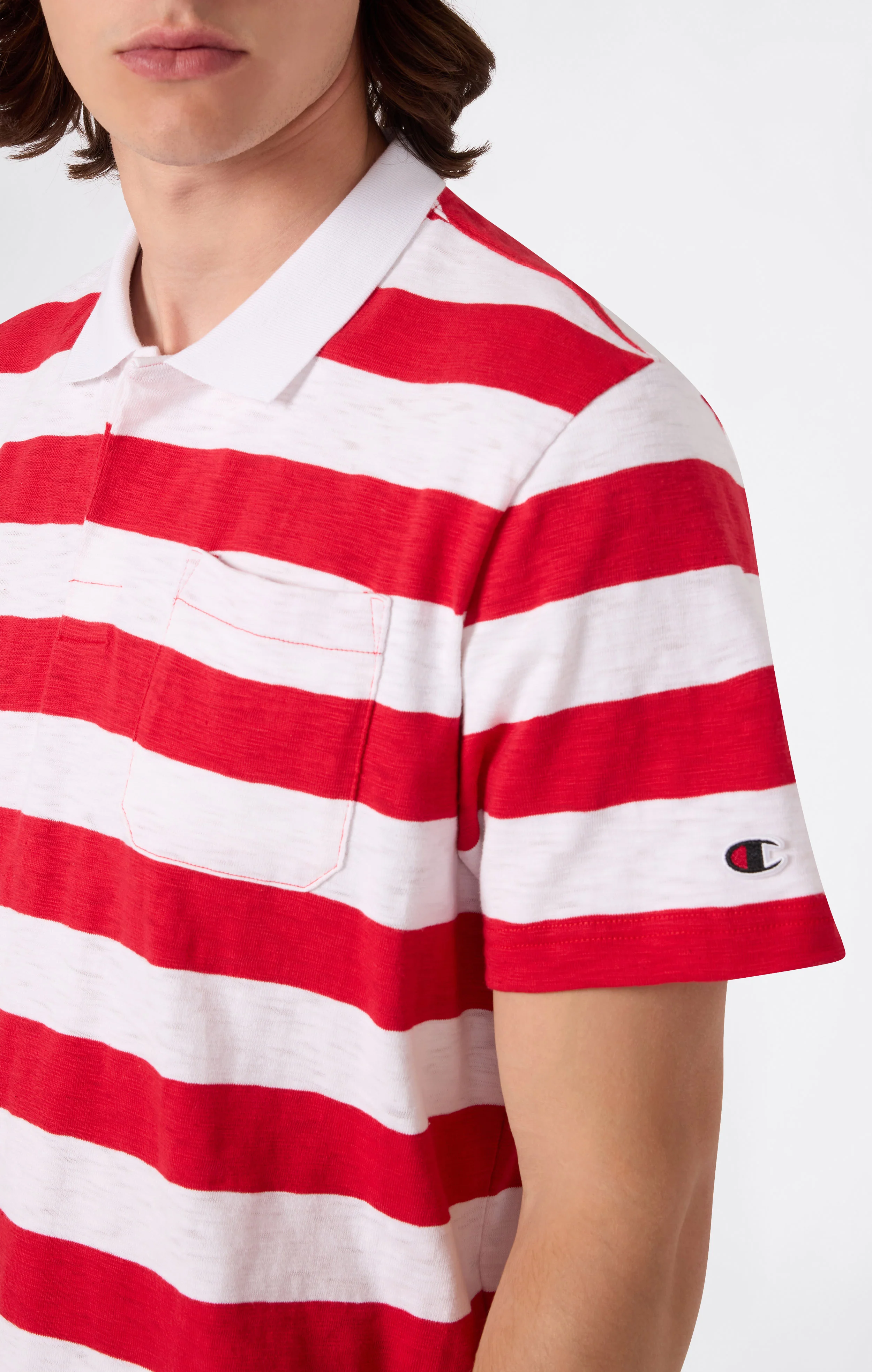 Men’s Striped Polo with Chest Pocket - Image 4