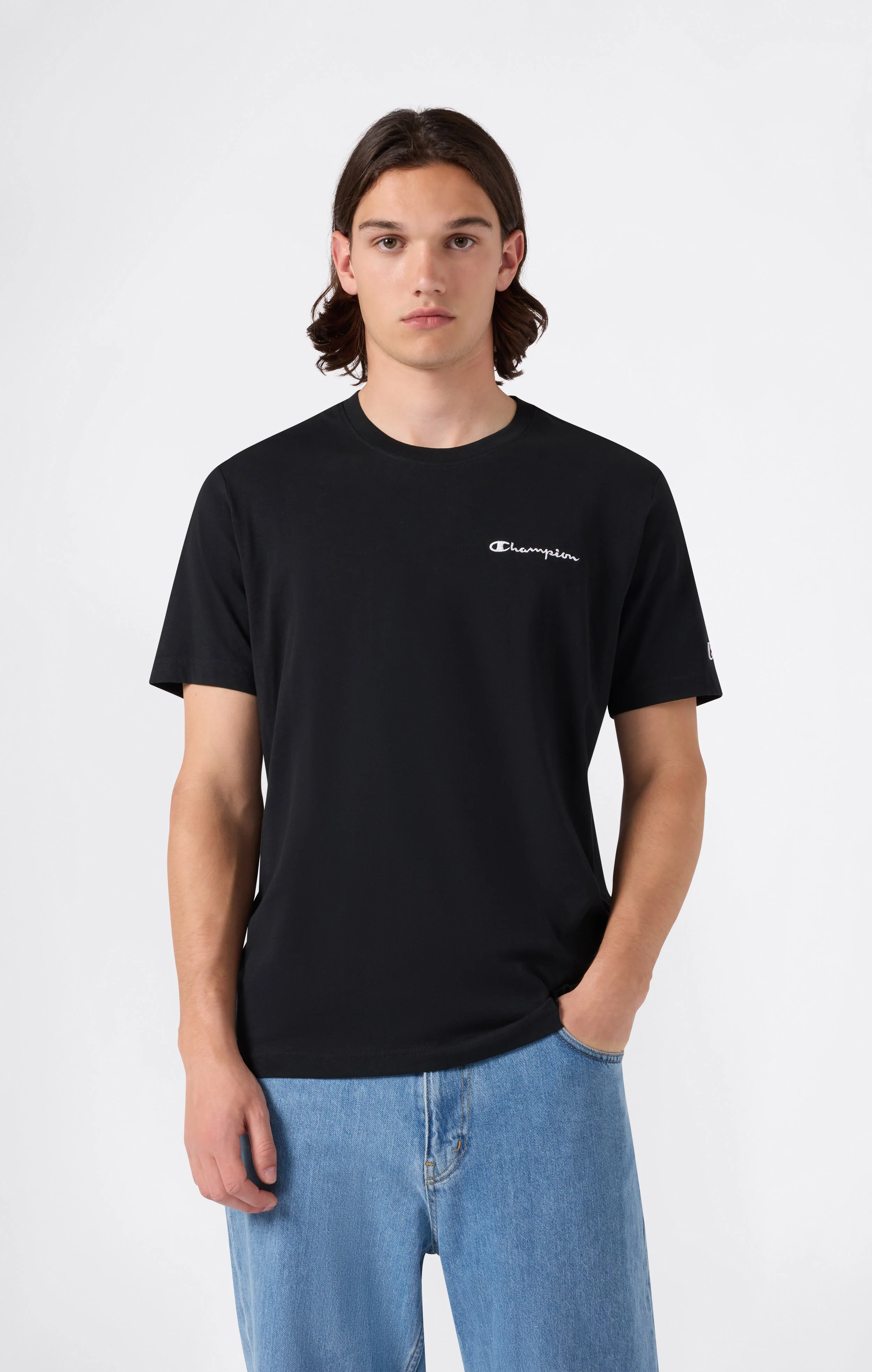 Men’s T-Shirt with Small Embroidered Logo Icons