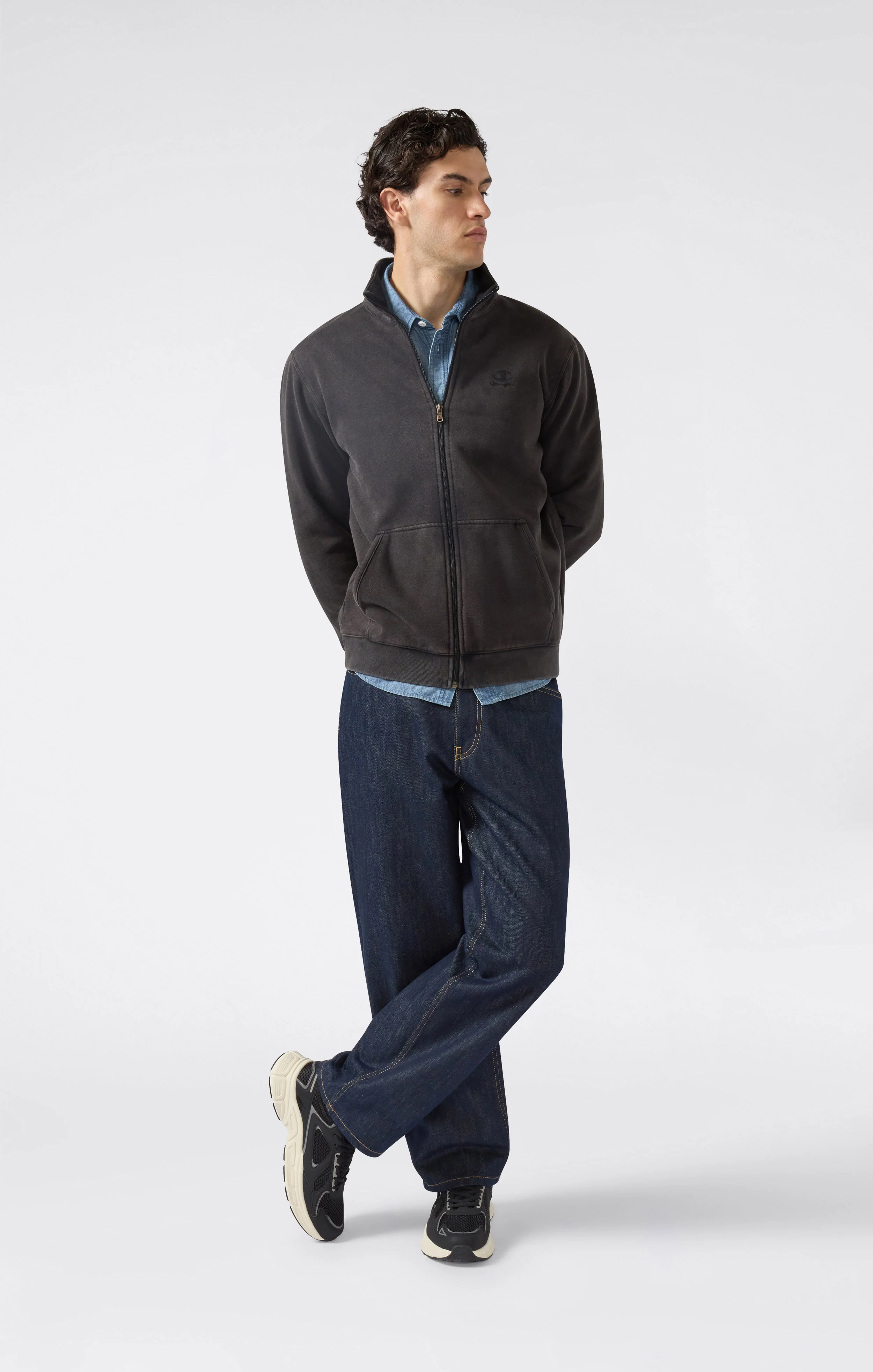 Men’s Washed Full Zip Fleece Sweatshirt Icons - Image 4
