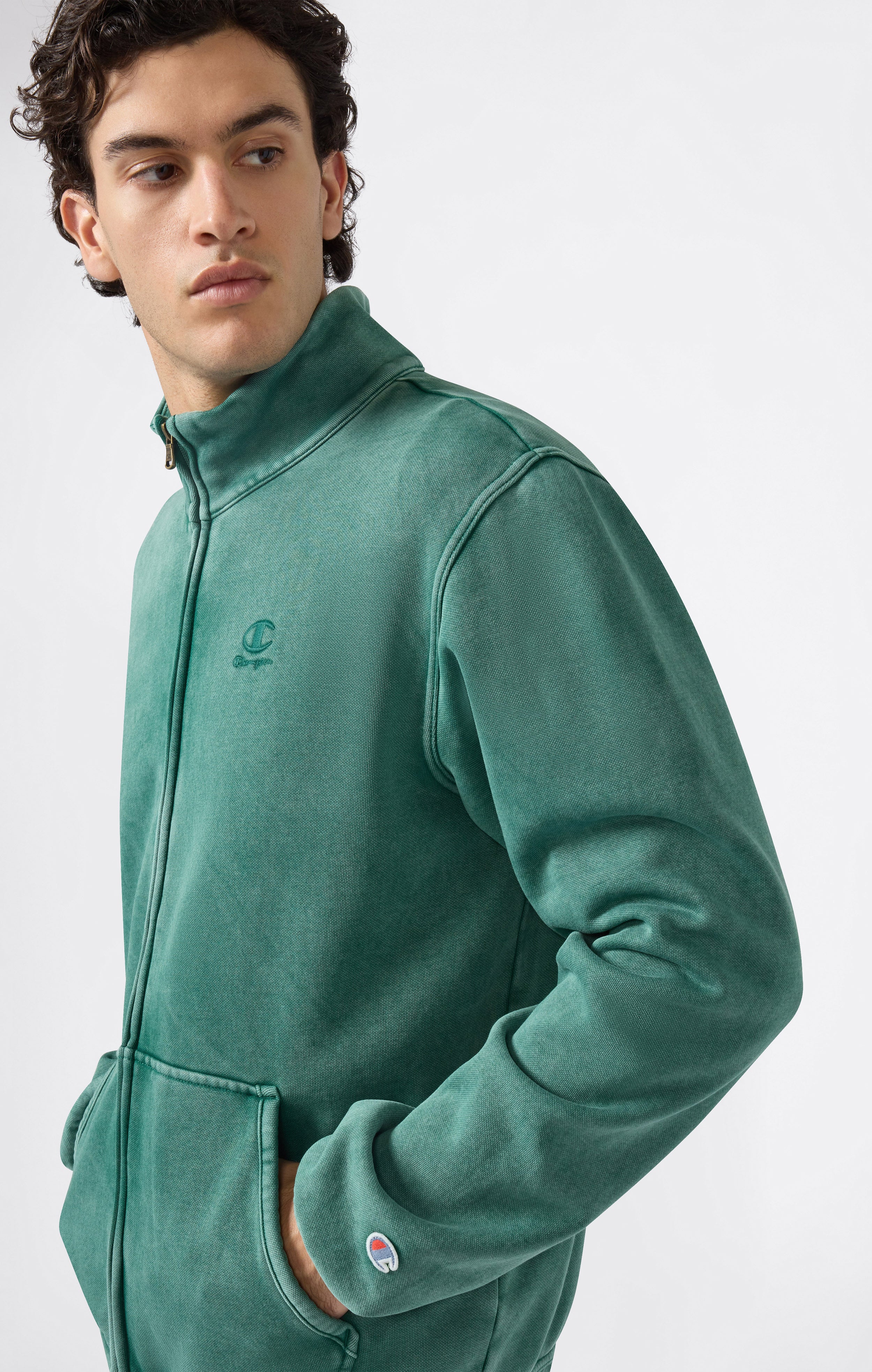 Men’s Washed Full Zip Fleece Sweatshirt Icons - Image 2