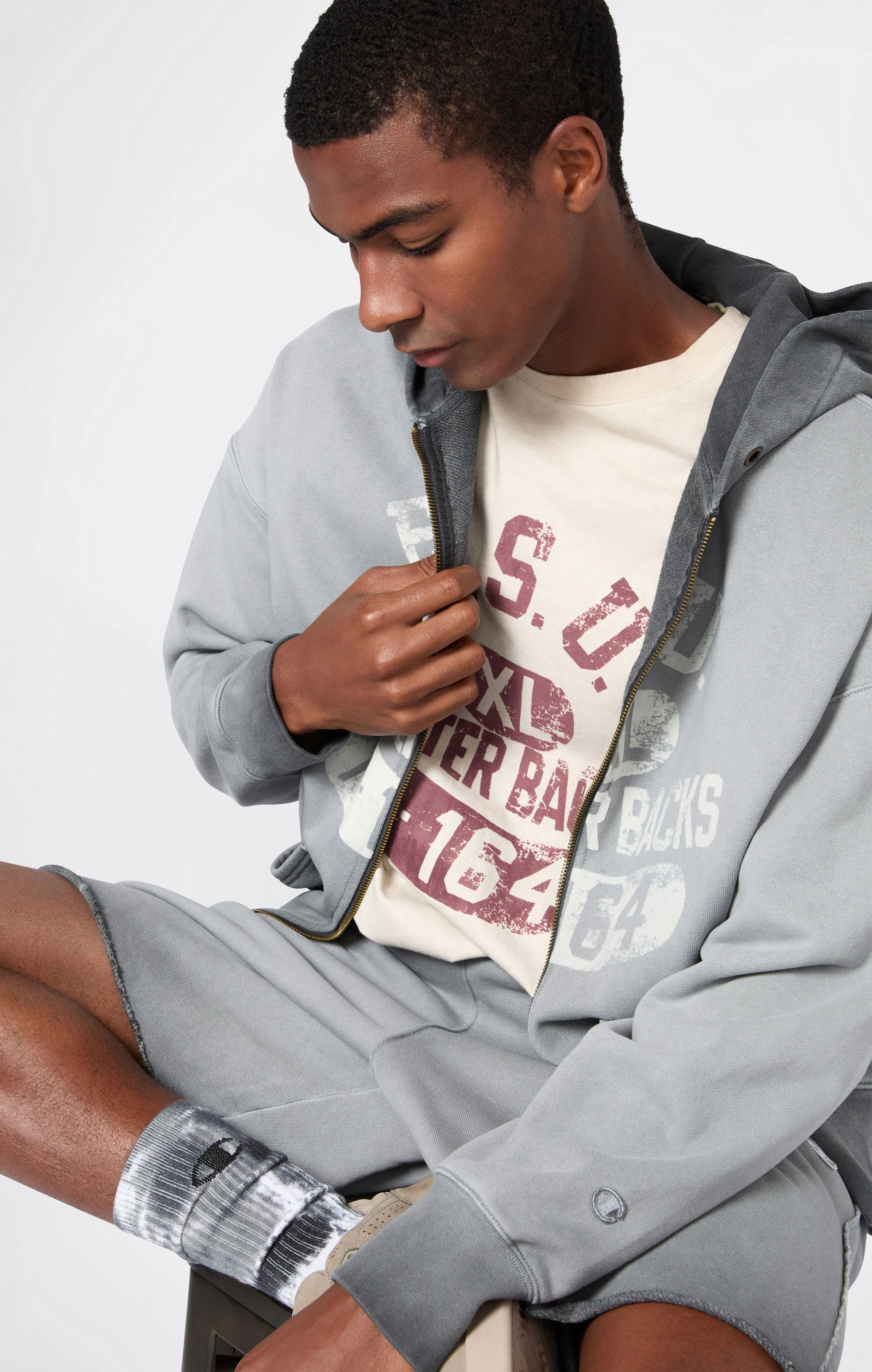 Men’s Washed Full Zip Hoodie Loose Fit Time Capsule - Image 3