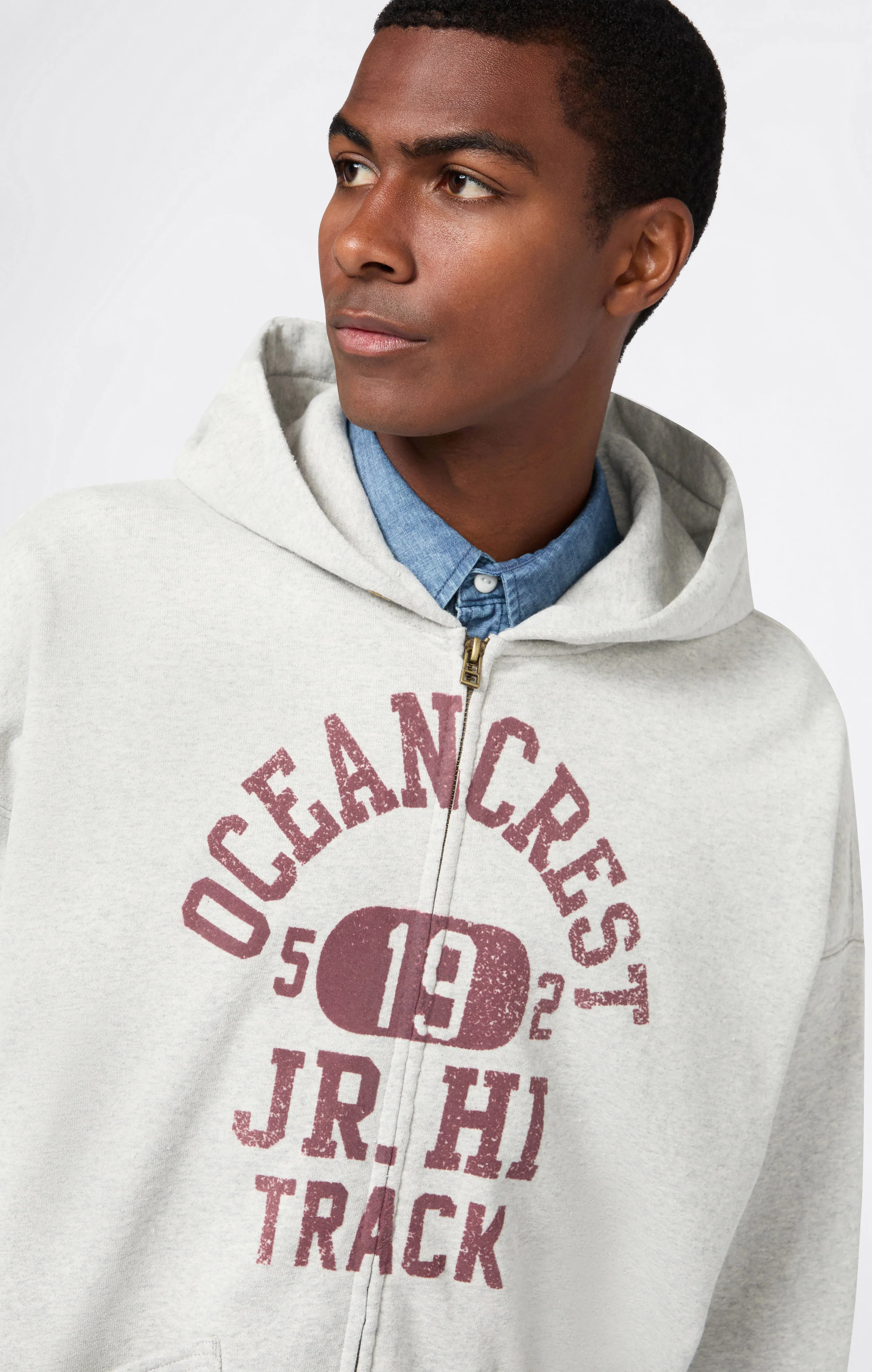 Men’s Washed Full Zip Hoodie Loose Fit Time Capsule - Image 3