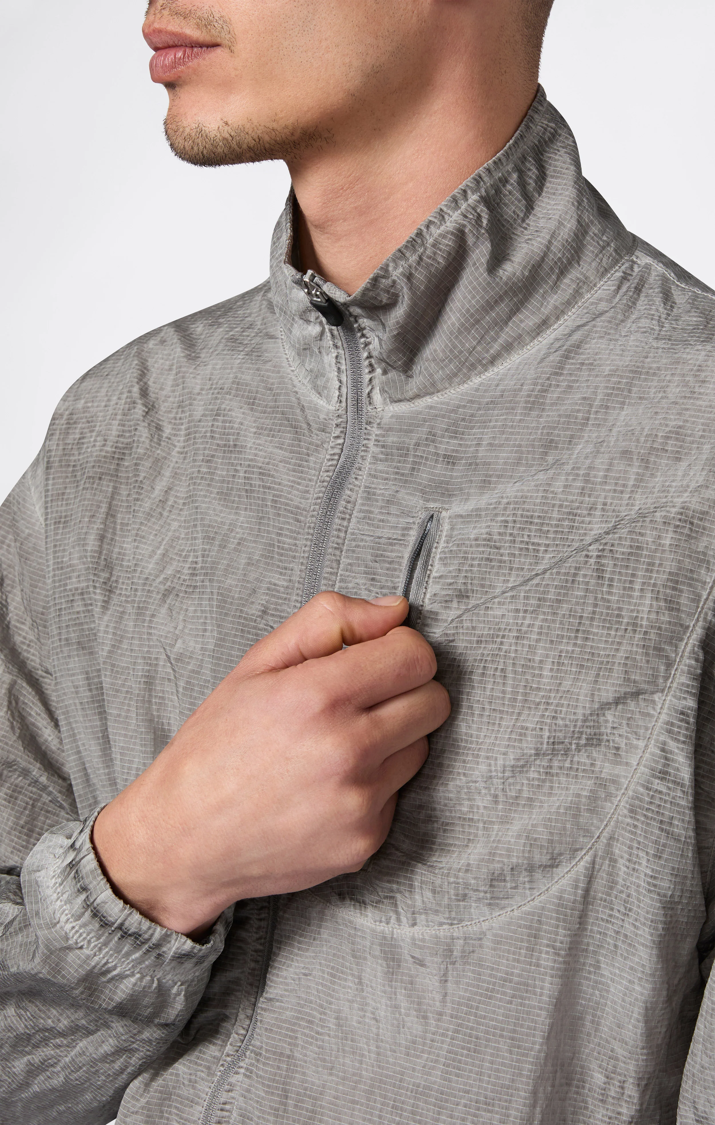 Men’s Washed Full Zip Nylon Top - Image 3