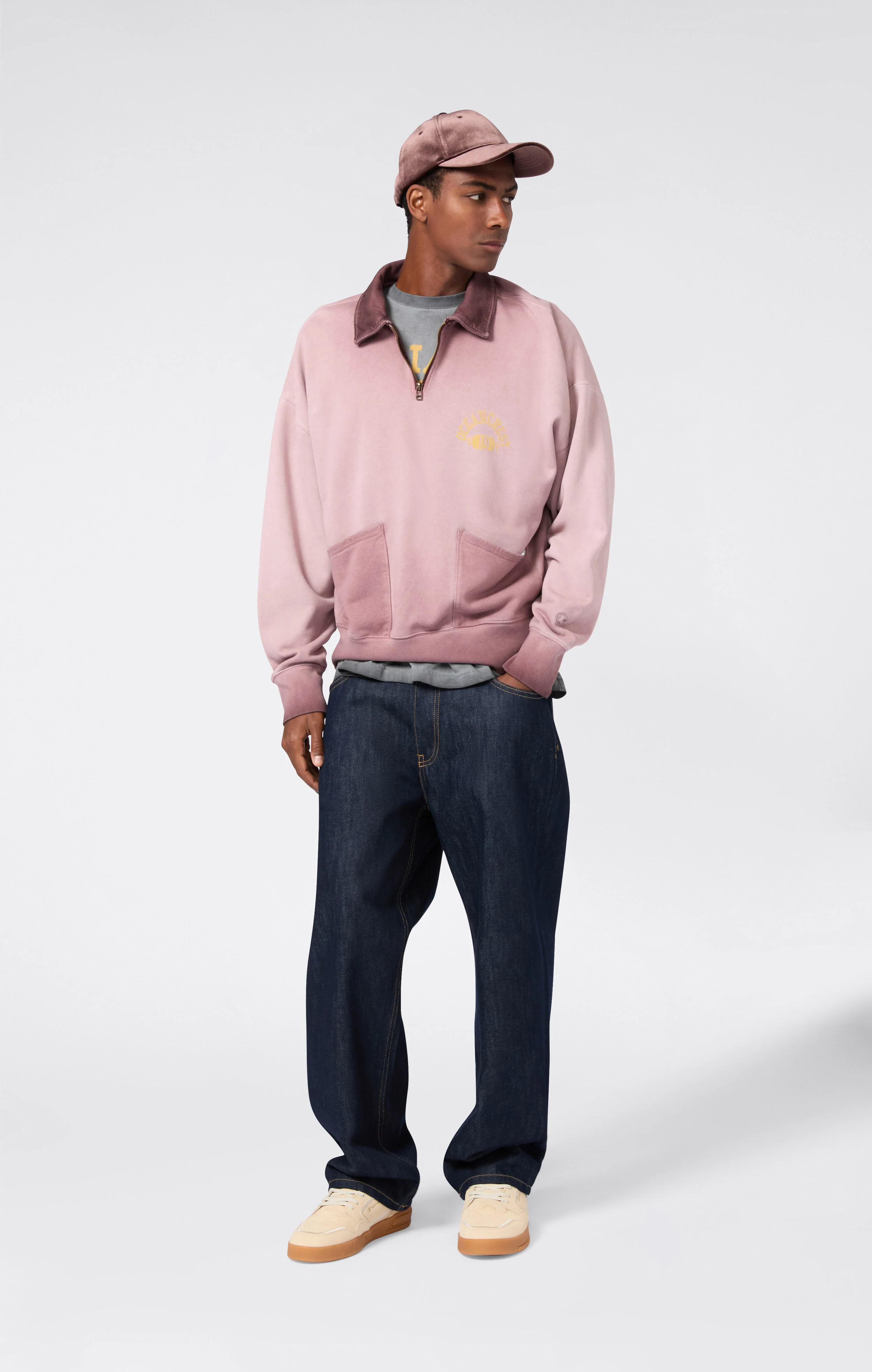 Men’s Washed Polo Half-Zip Neck Heavyweight Sweatshirt Time Capsule - Image 5