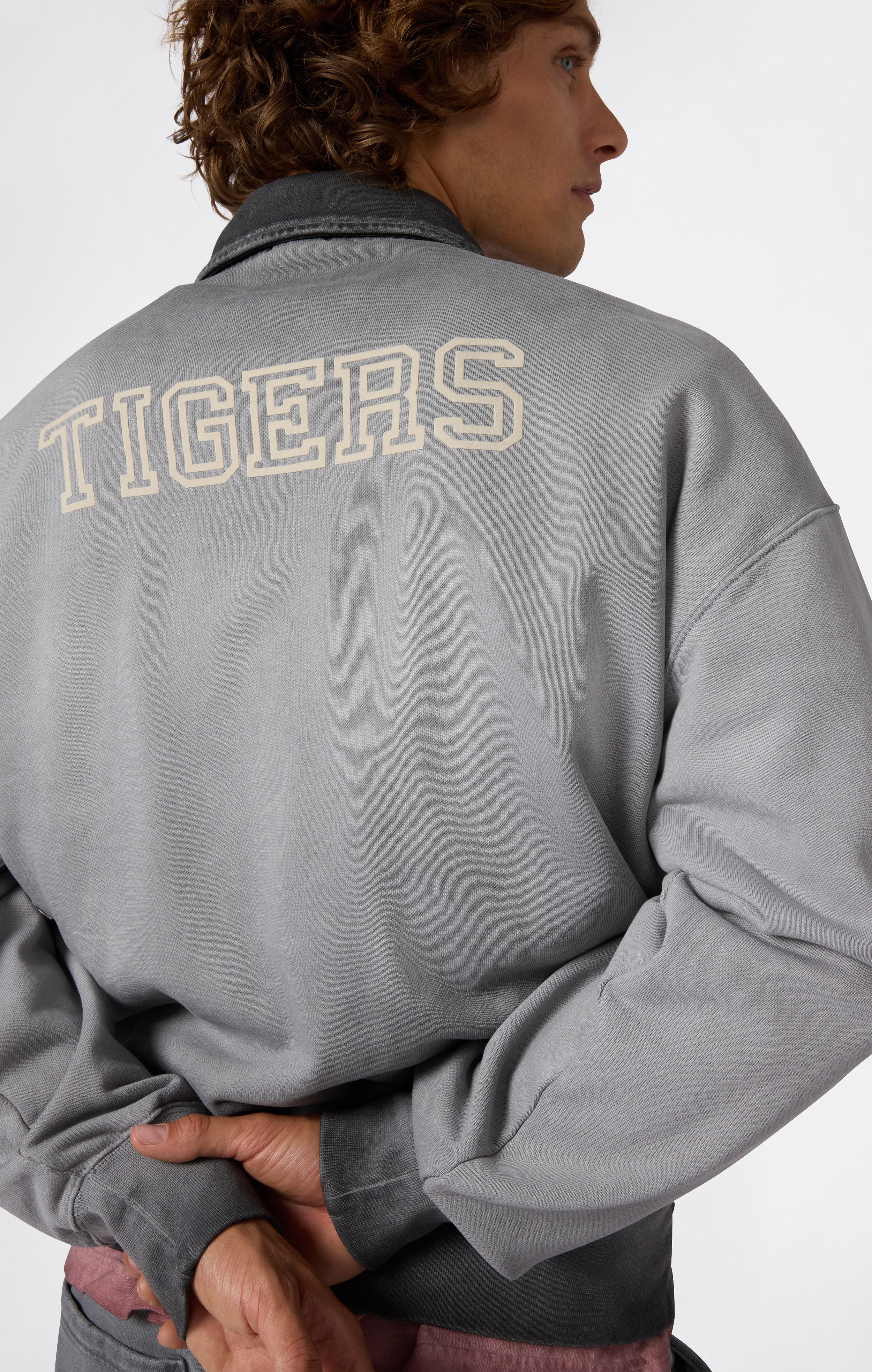 Men’s Washed Polo Half-Zip Neck Heavyweight Sweatshirt Time Capsule - Image 2