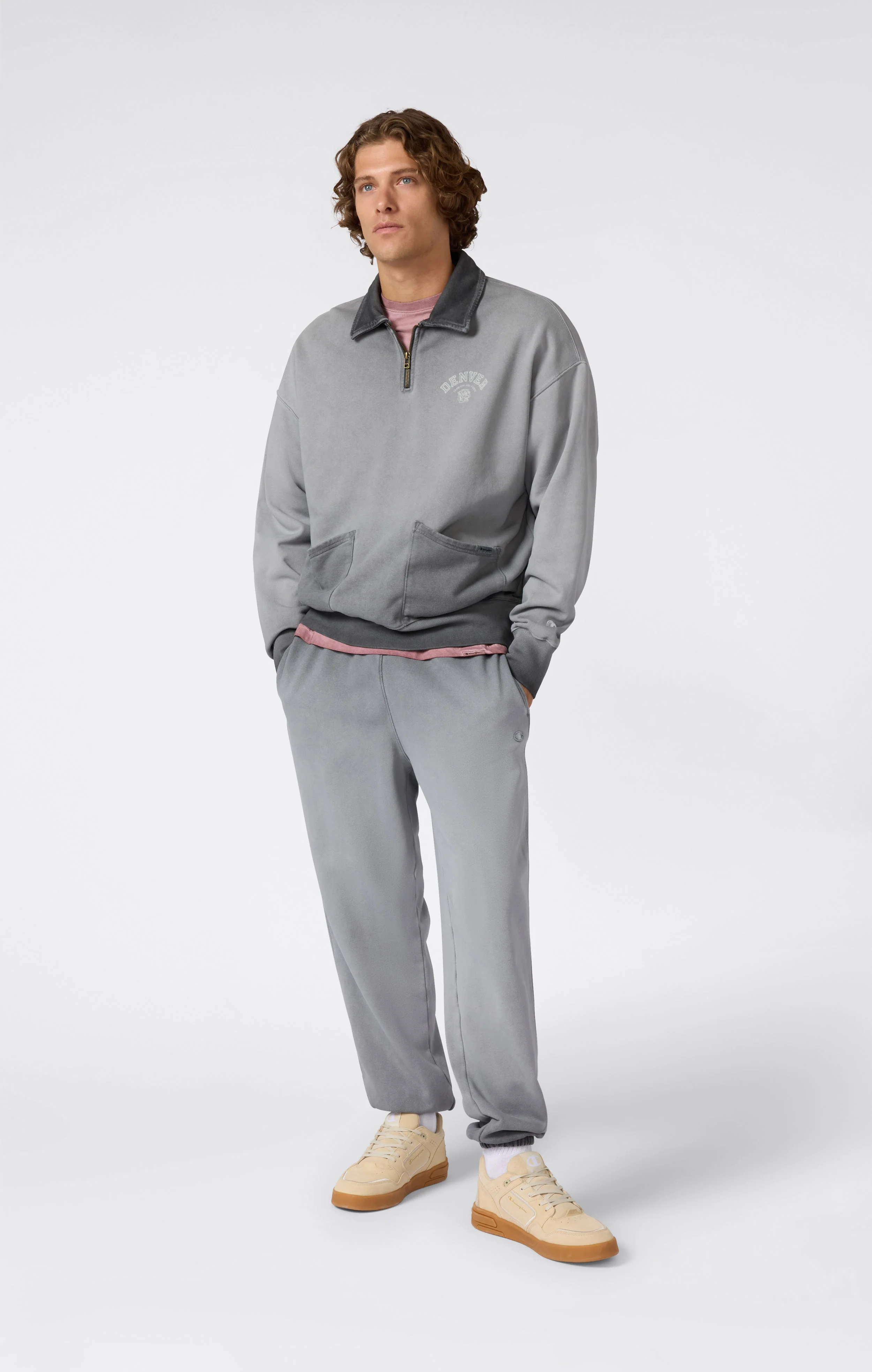 Men’s Washed Polo Half-Zip Neck Heavyweight Sweatshirt Time Capsule - Image 4