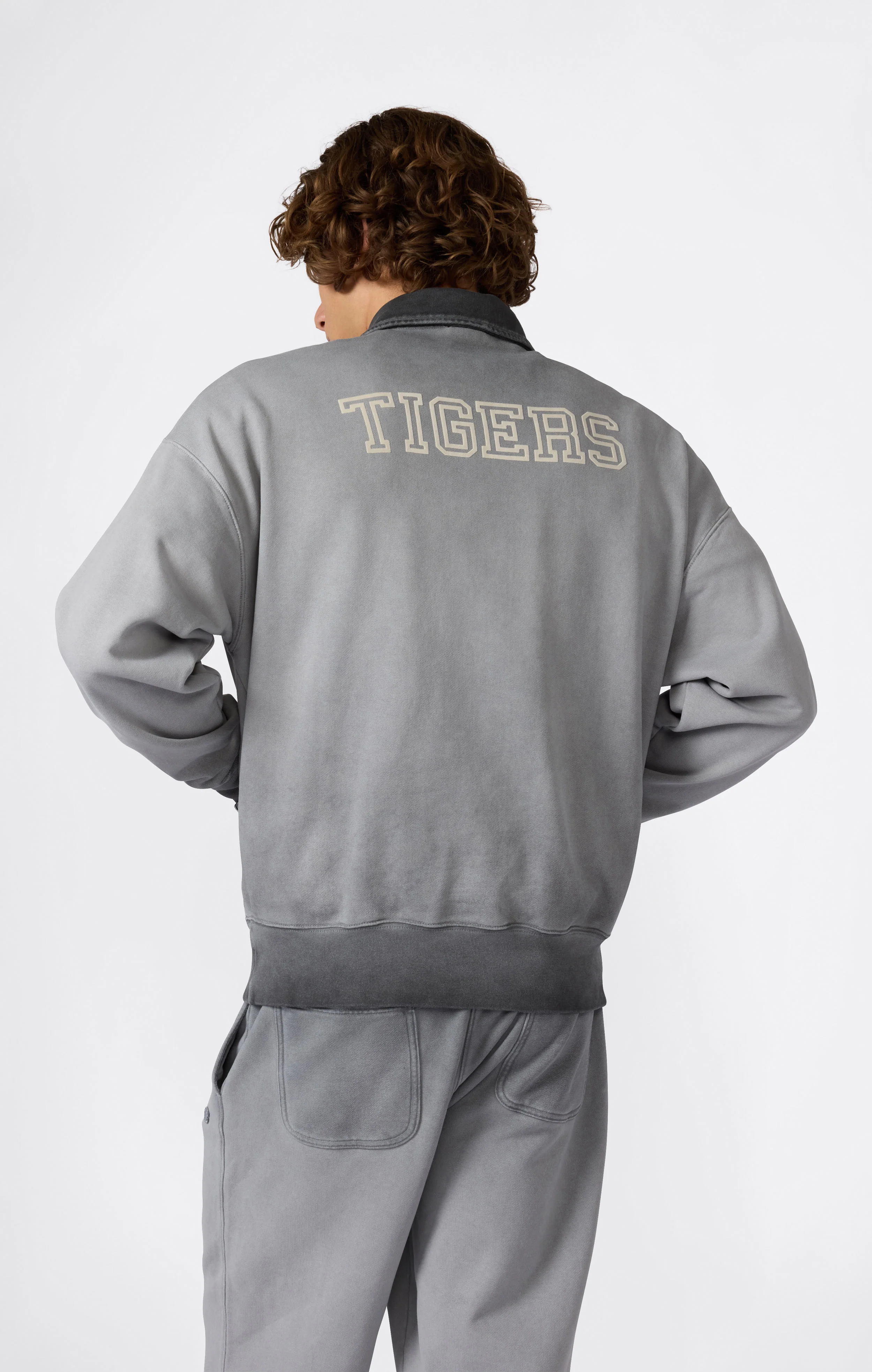 Men’s Washed Polo Half-Zip Neck Heavyweight Sweatshirt Time Capsule - Image 5