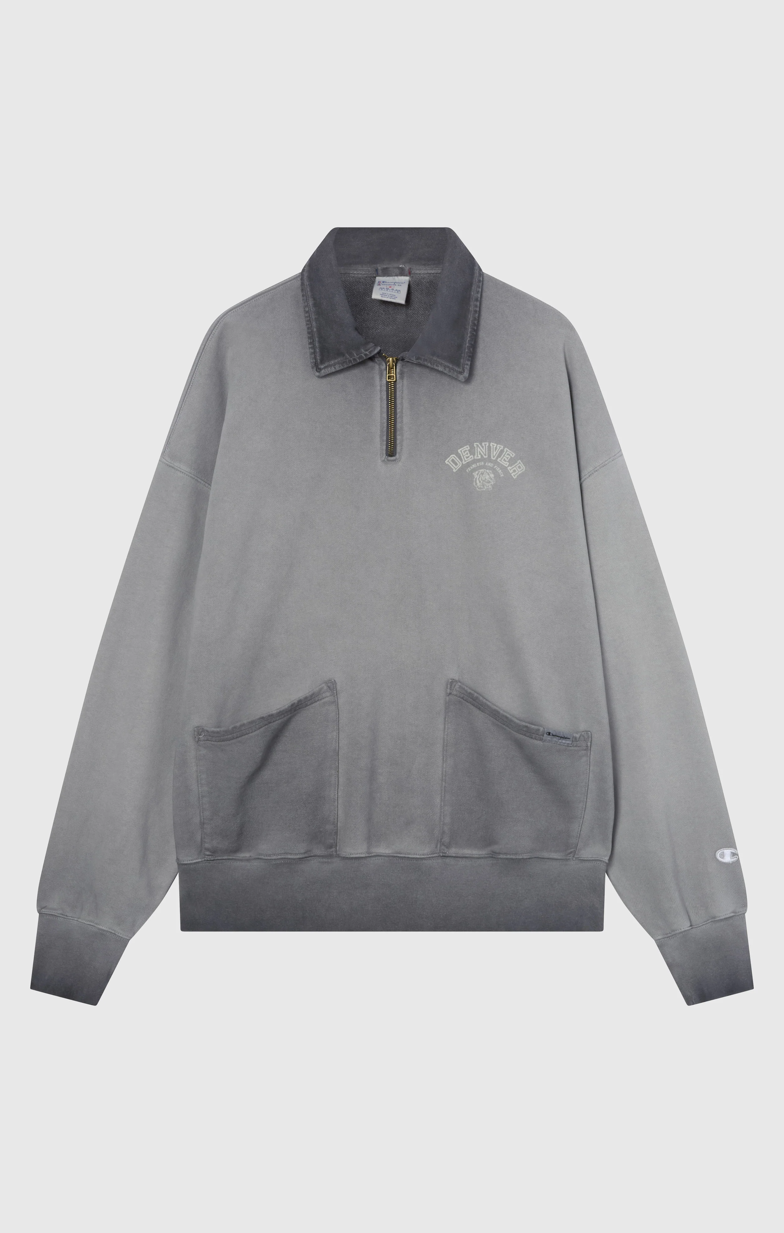 Men’s Washed Polo Half-Zip Neck Heavyweight Sweatshirt Time Capsule - Image 6