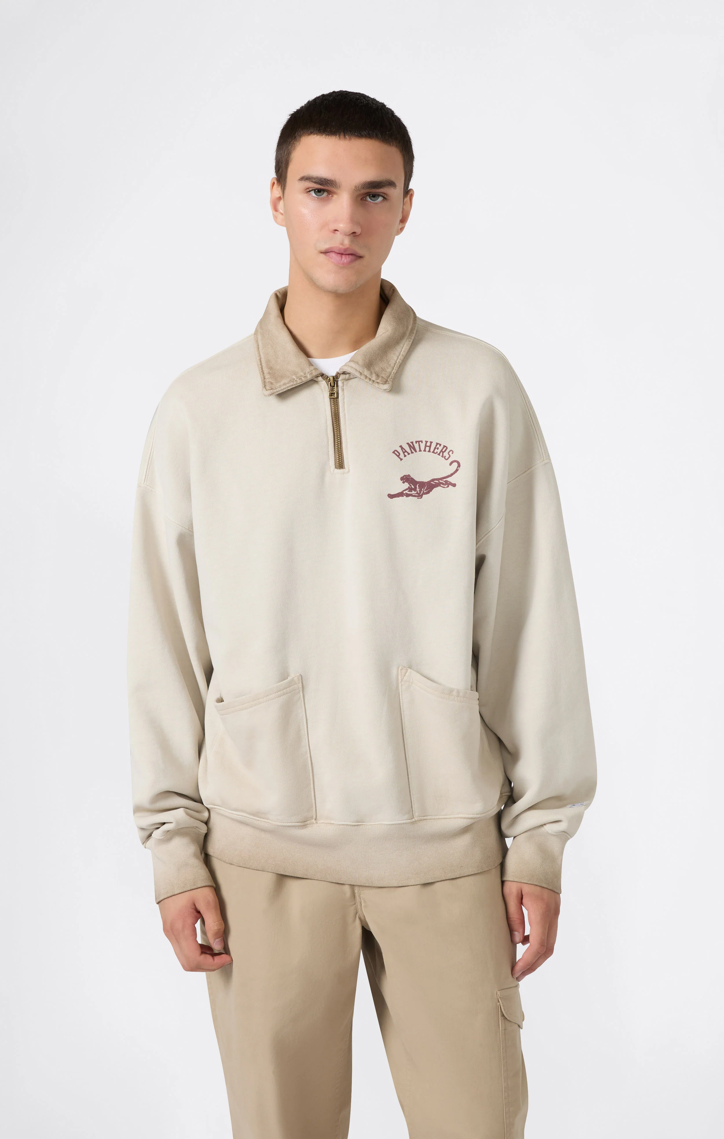 Men’s Washed Polo Half-Zip Neck Heavyweight Sweatshirt Time Capsule