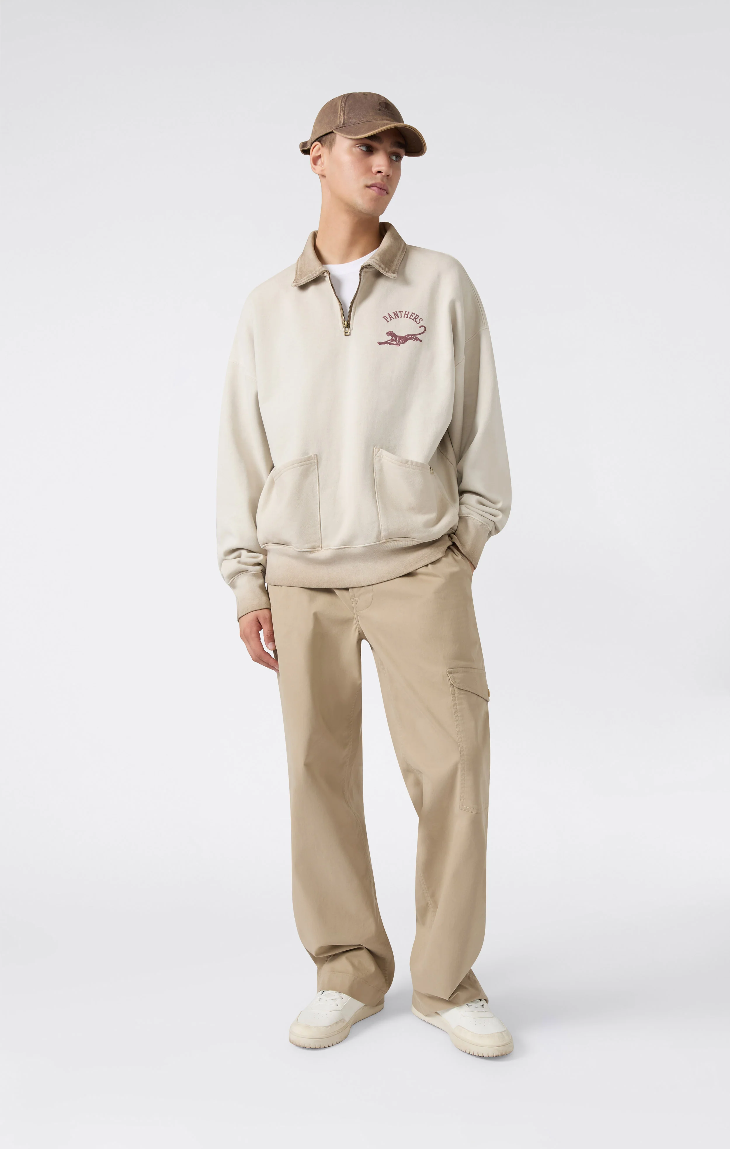 Men’s Washed Polo Half-Zip Neck Heavyweight Sweatshirt Time Capsule - Image 2