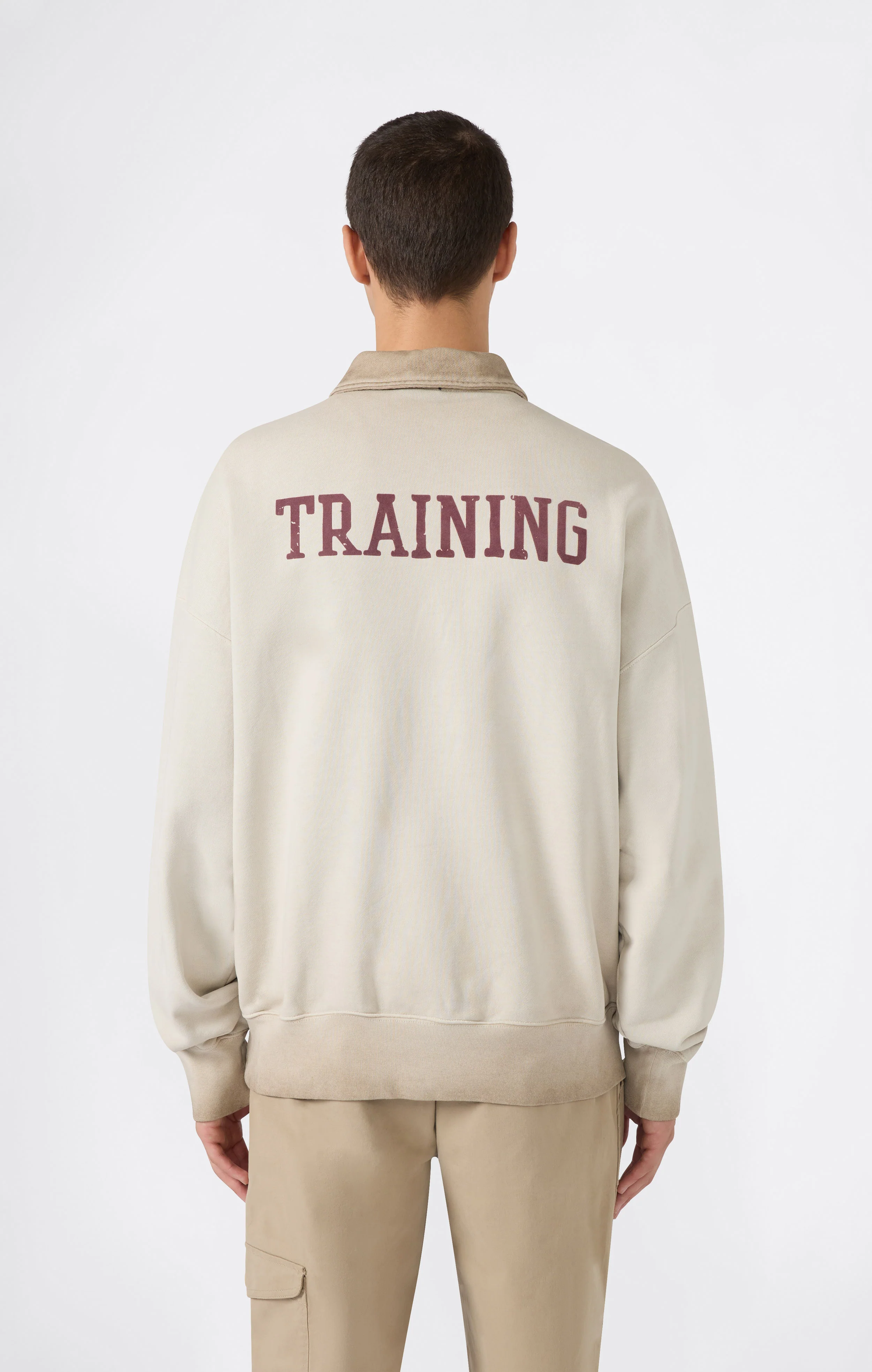Men’s Washed Polo Half-Zip Neck Heavyweight Sweatshirt Time Capsule - Image 4
