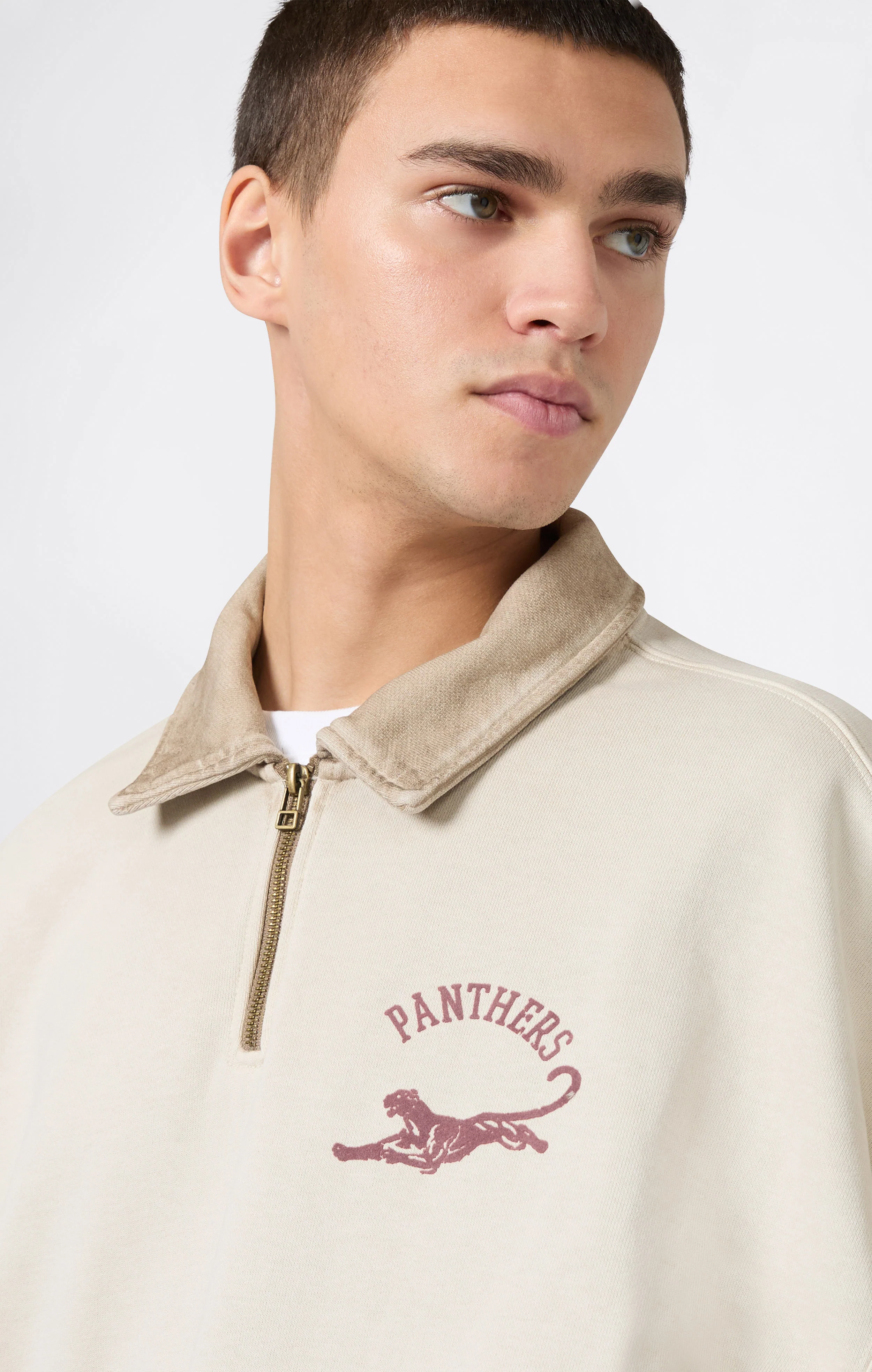 Men’s Washed Polo Half-Zip Neck Heavyweight Sweatshirt Time Capsule - Image 5