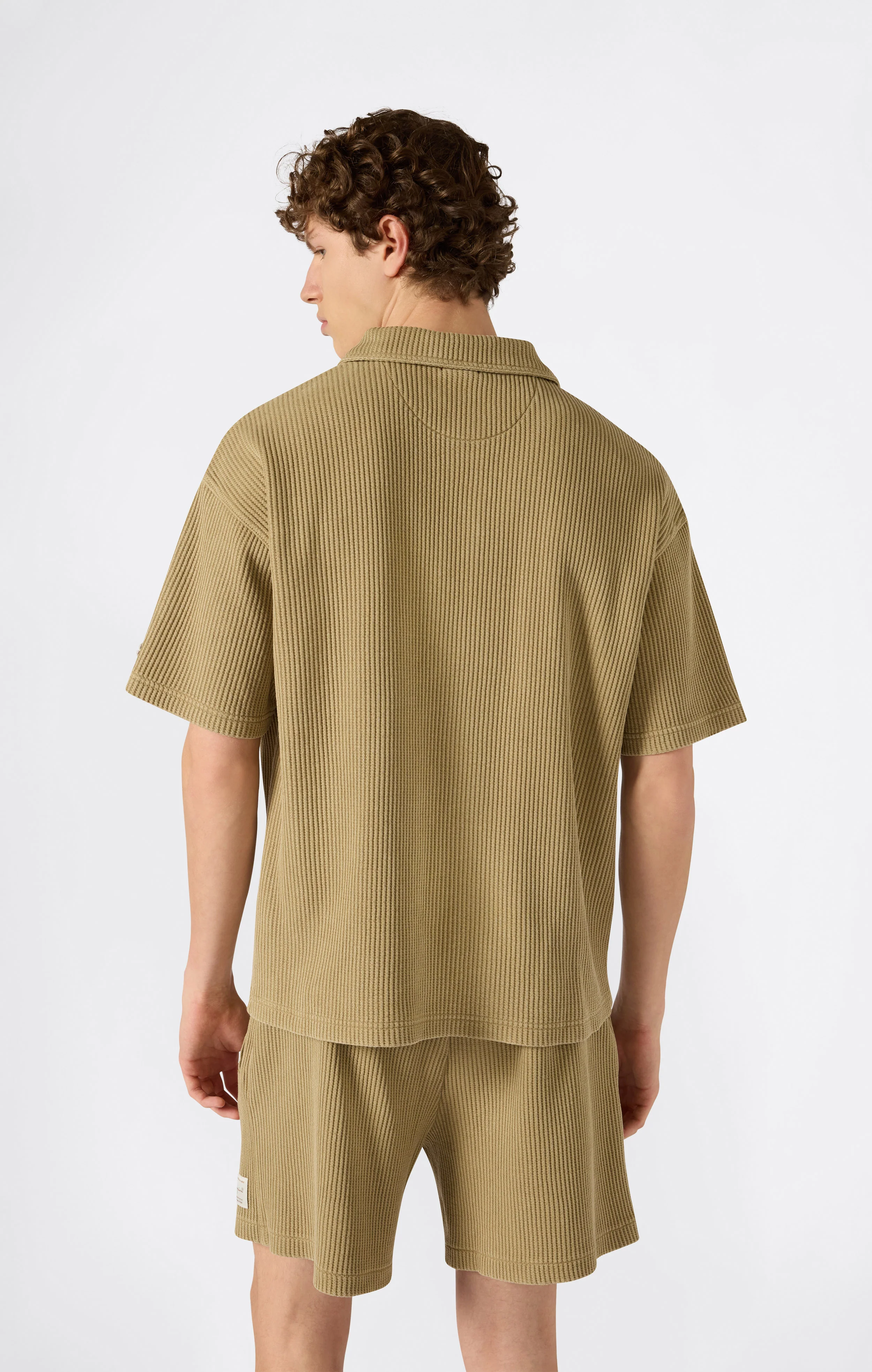 Men’s Washed Waffle Polo Shirt - Image 4
