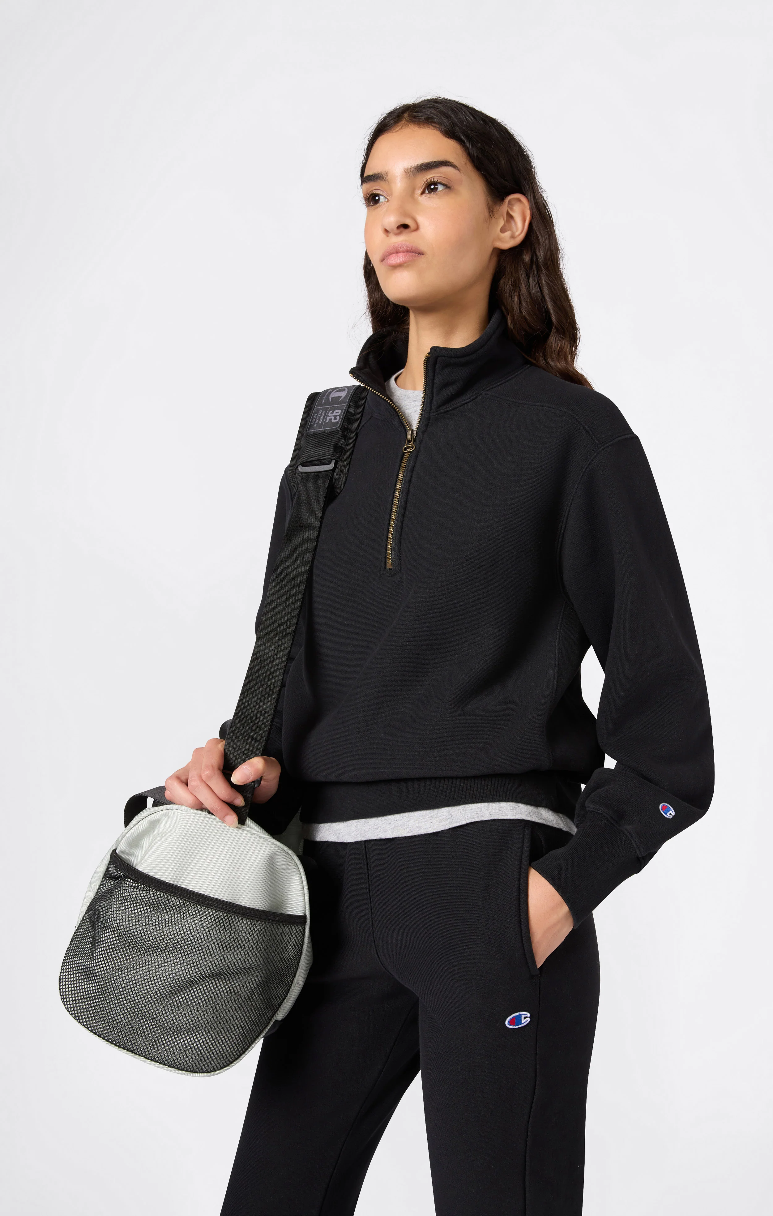 Women’s Heavyweight Half-Zip Fleece Sweatshirt Reverse Weave - Image 3