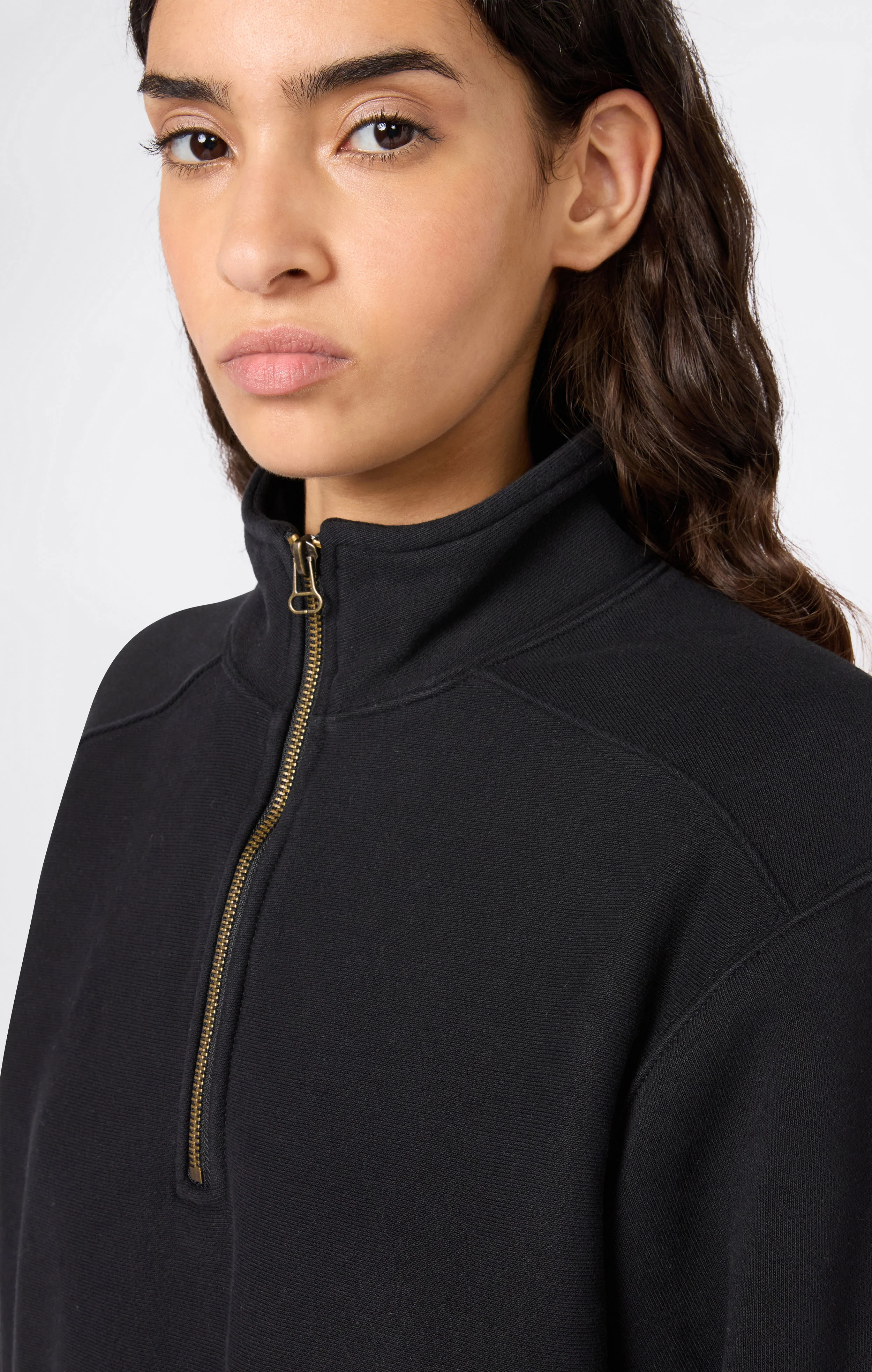 Women’s Heavyweight Half-Zip Fleece Sweatshirt Reverse Weave - Image 4