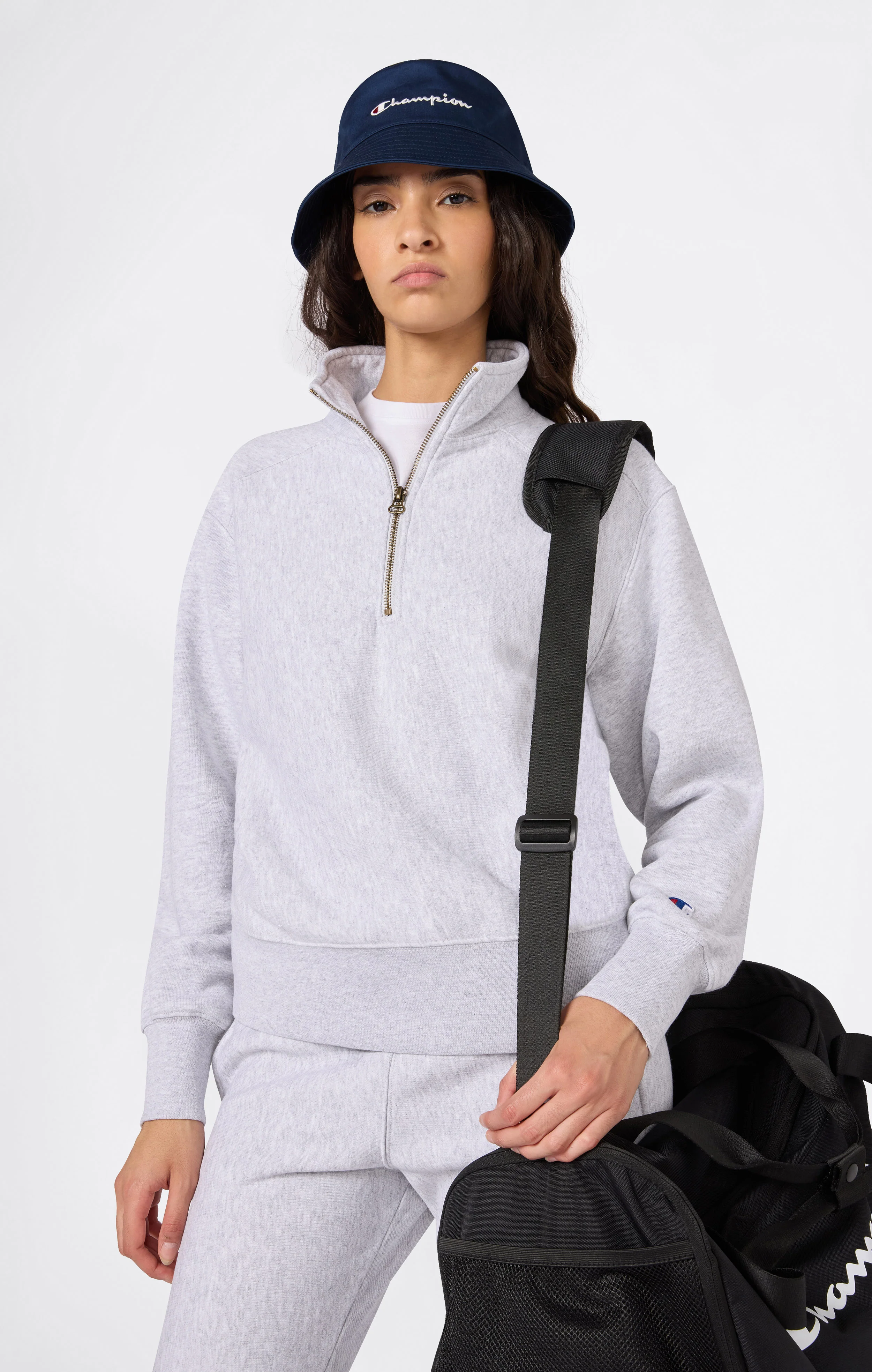 Women’s Heavyweight Half-Zip Fleece Sweatshirt Reverse Weave - Image 3