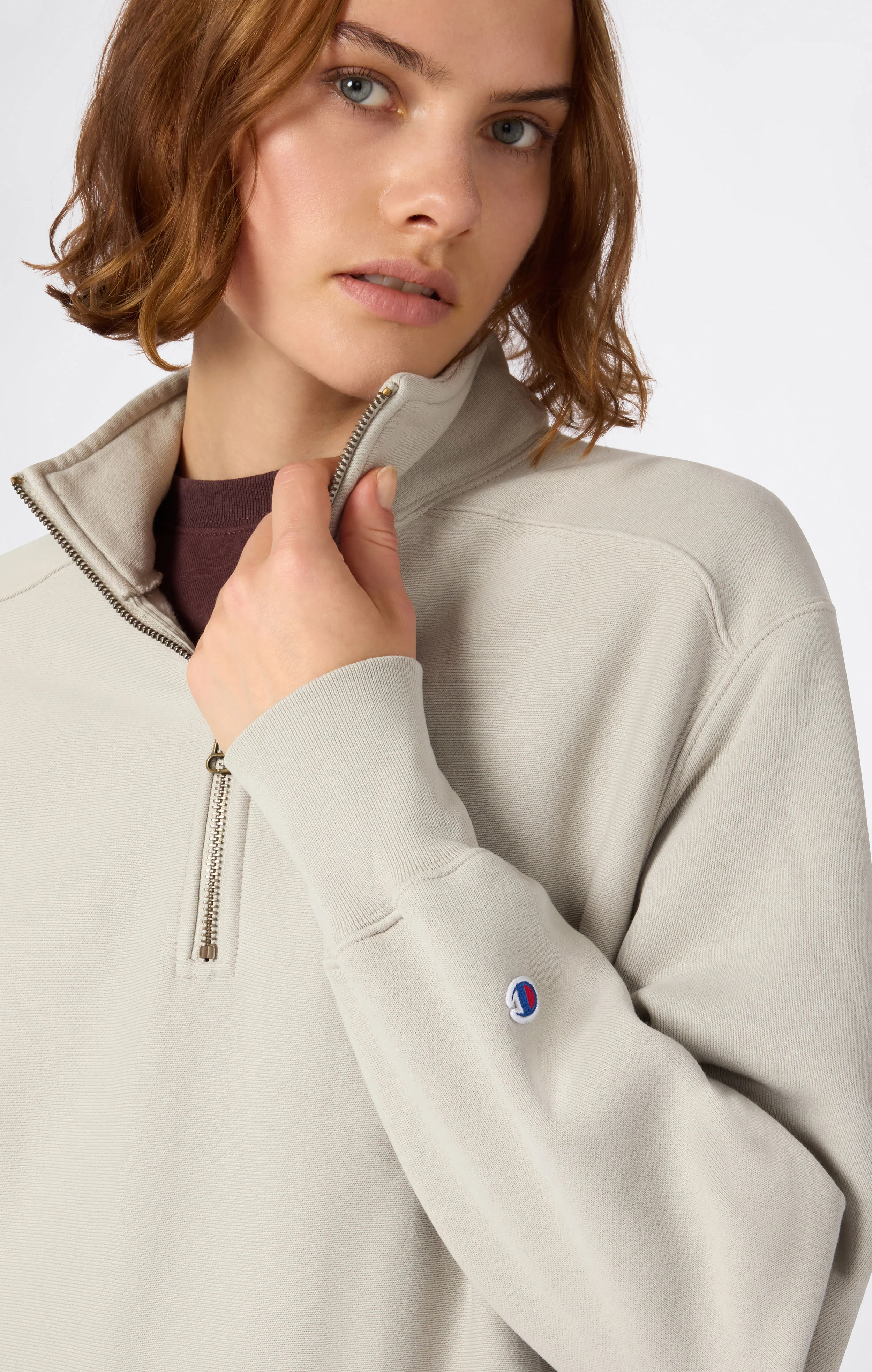Women’s Heavyweight Half-Zip Fleece Sweatshirt Reverse Weave - Image 3