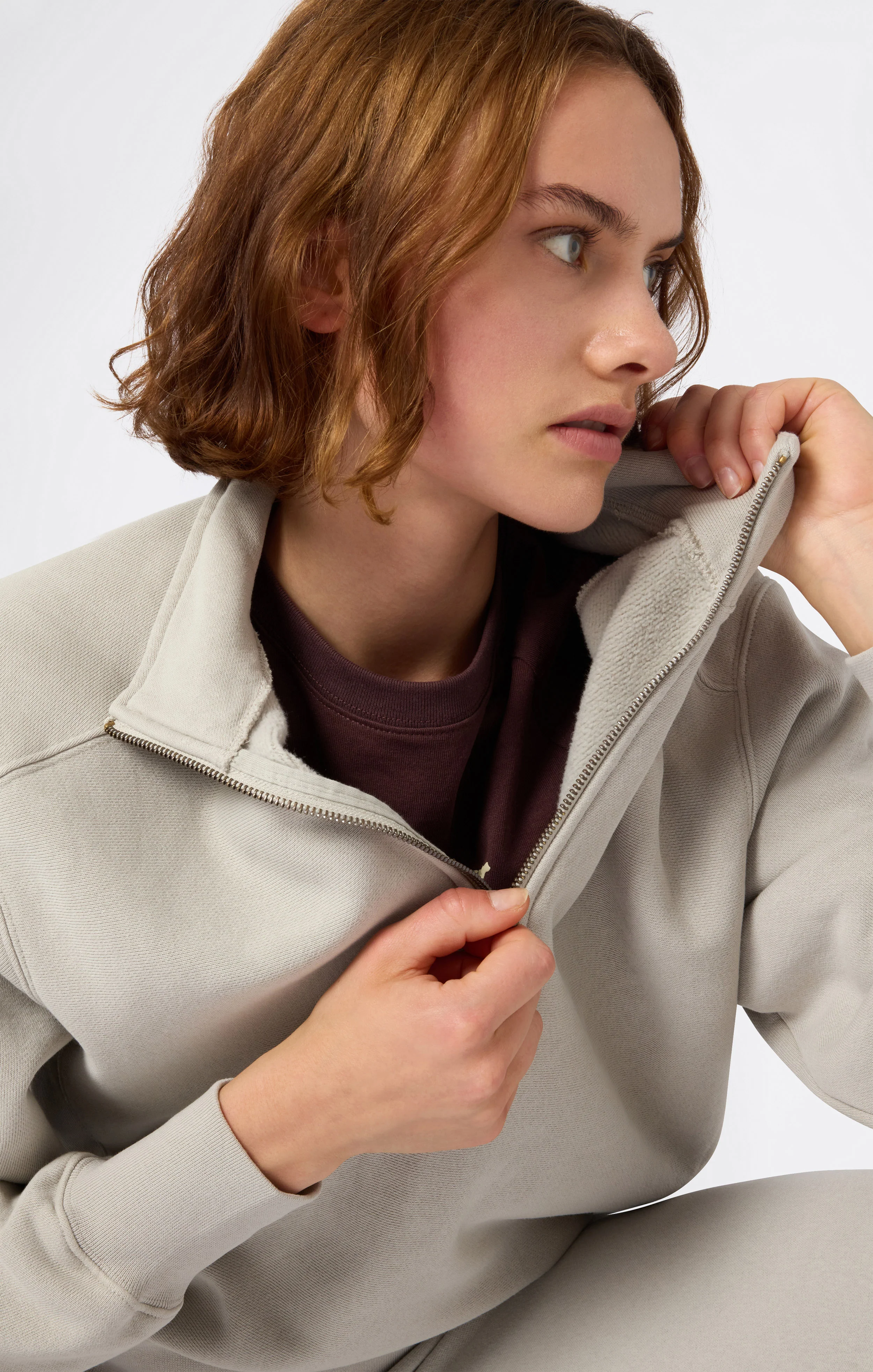 Women’s Heavyweight Half-Zip Fleece Sweatshirt Reverse Weave - Image 5