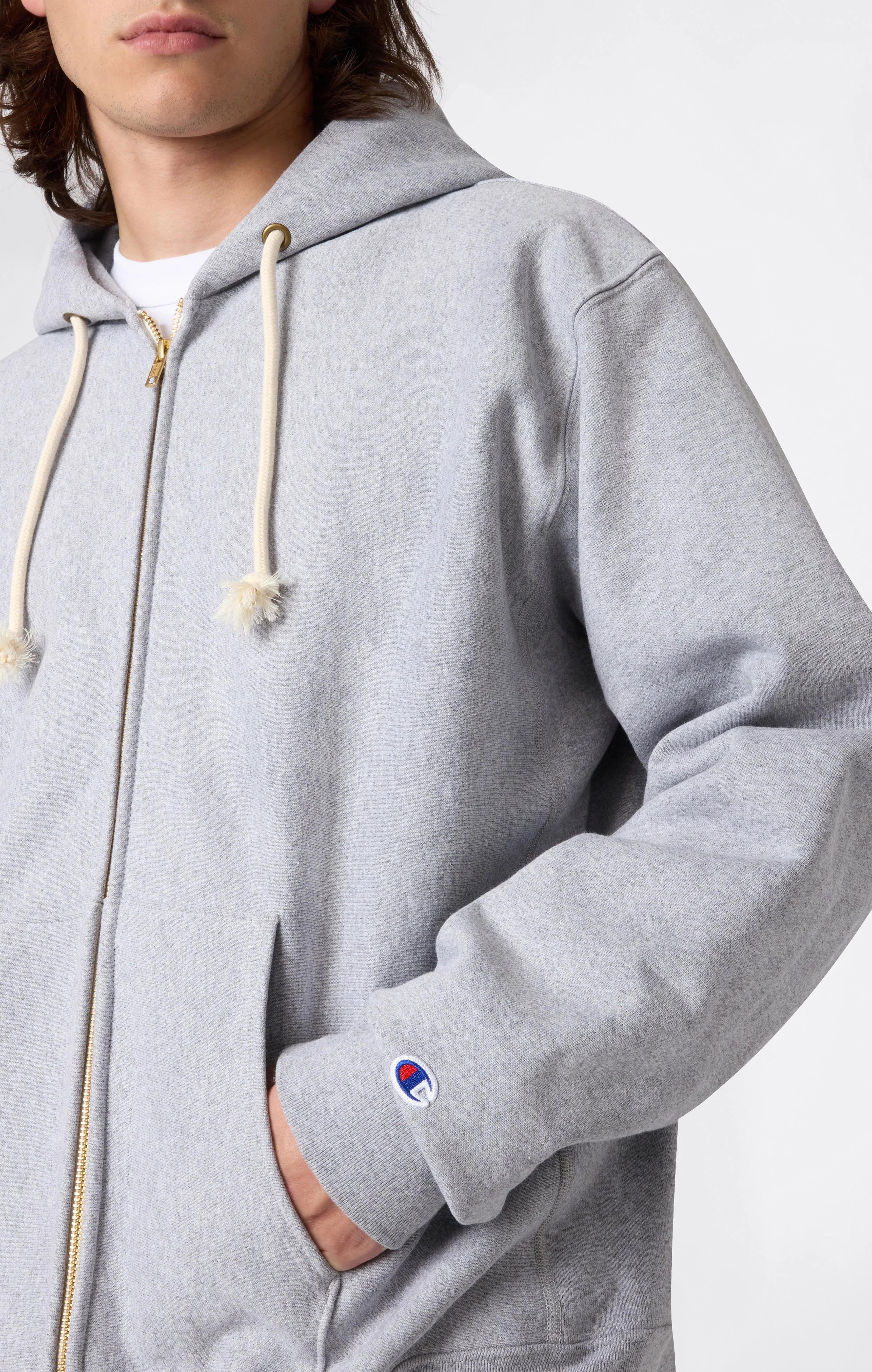 Men's Fleece Reverse Weave Zip Hooded Sweatshirt Made in USA - Image 2