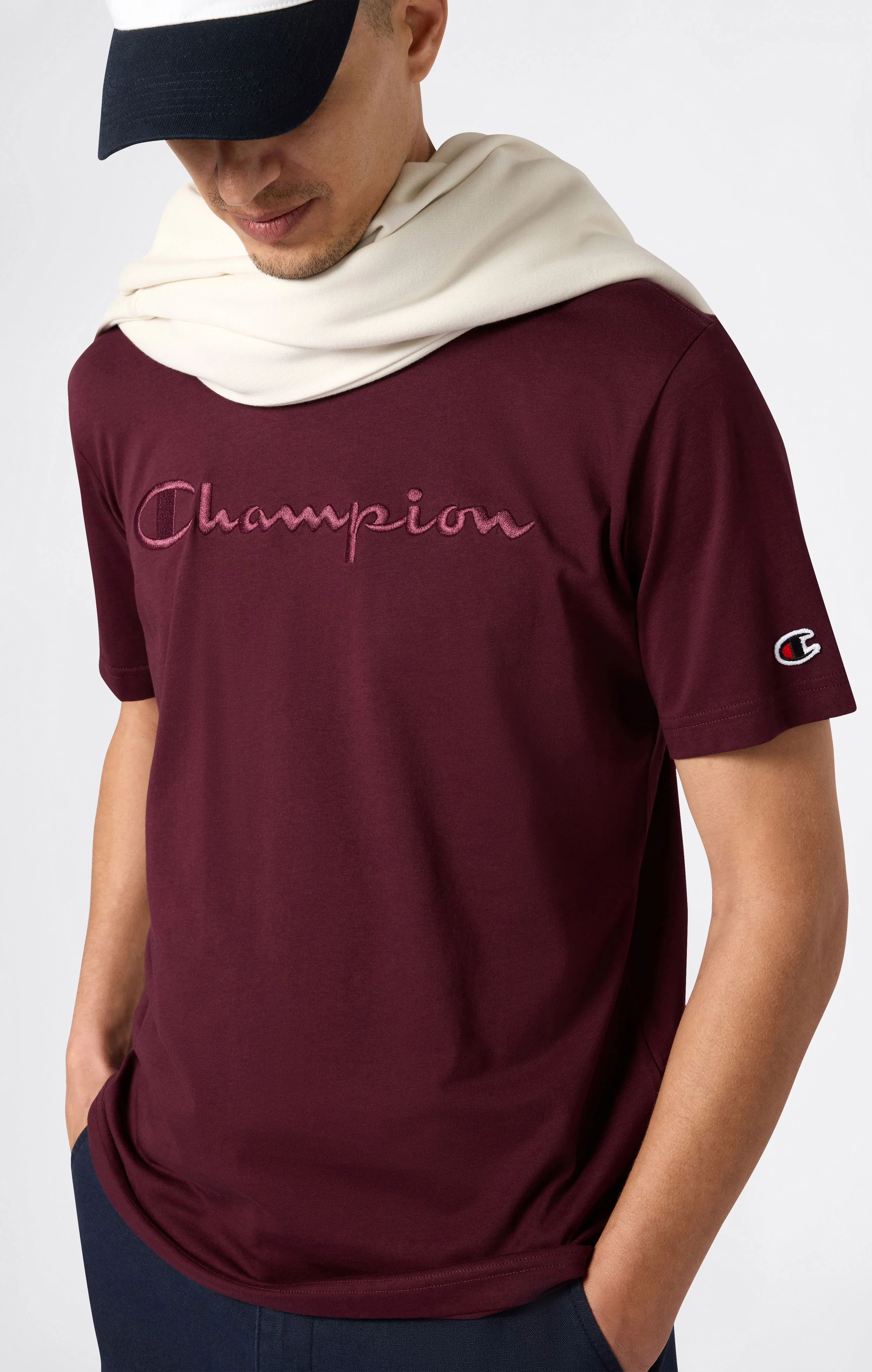 Men’s T-Shirt with Big Embroidery Logo Icons - Image 3