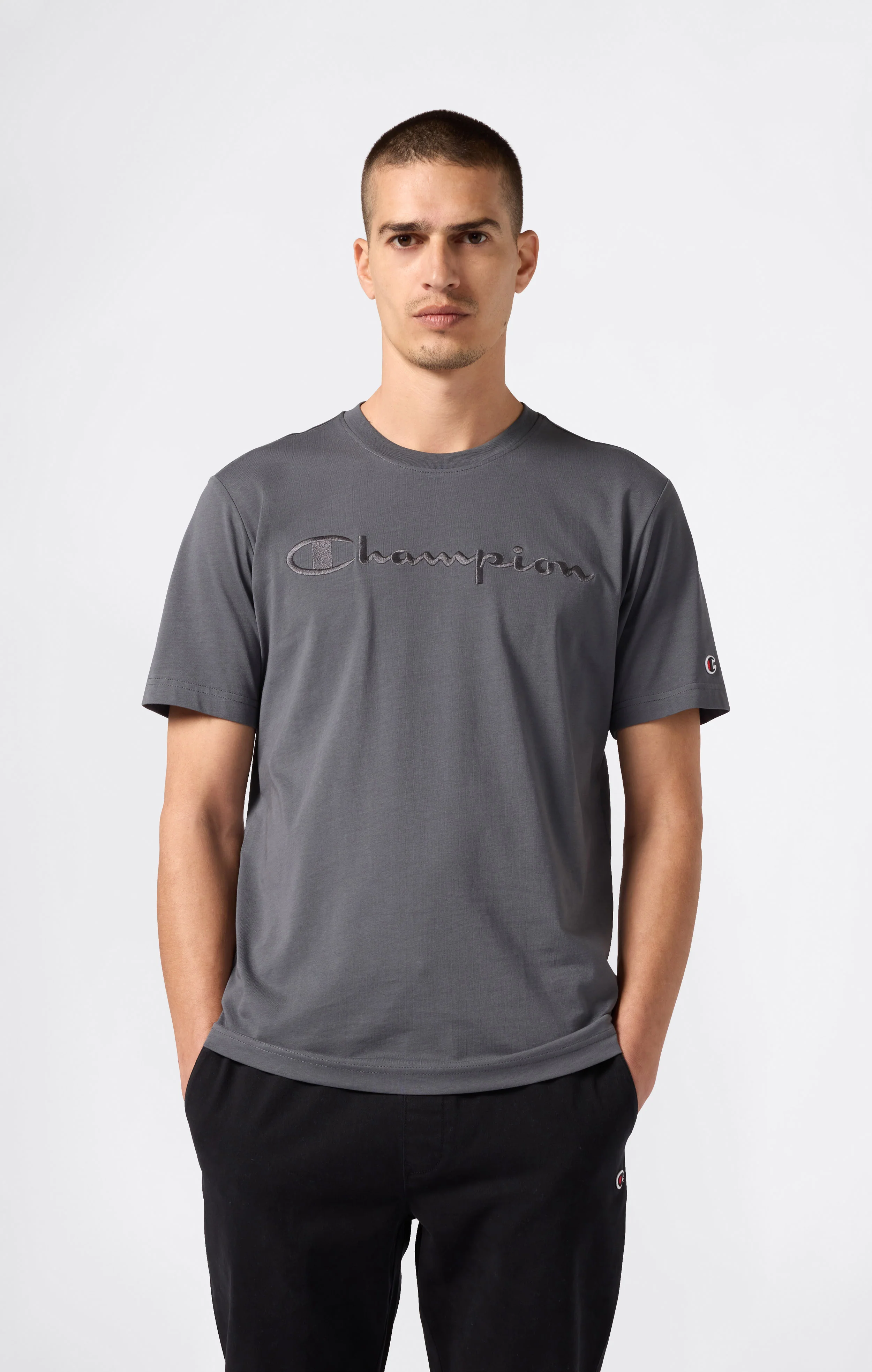 Men’s T-Shirt with Big Embroidery Logo Icons - Image 3