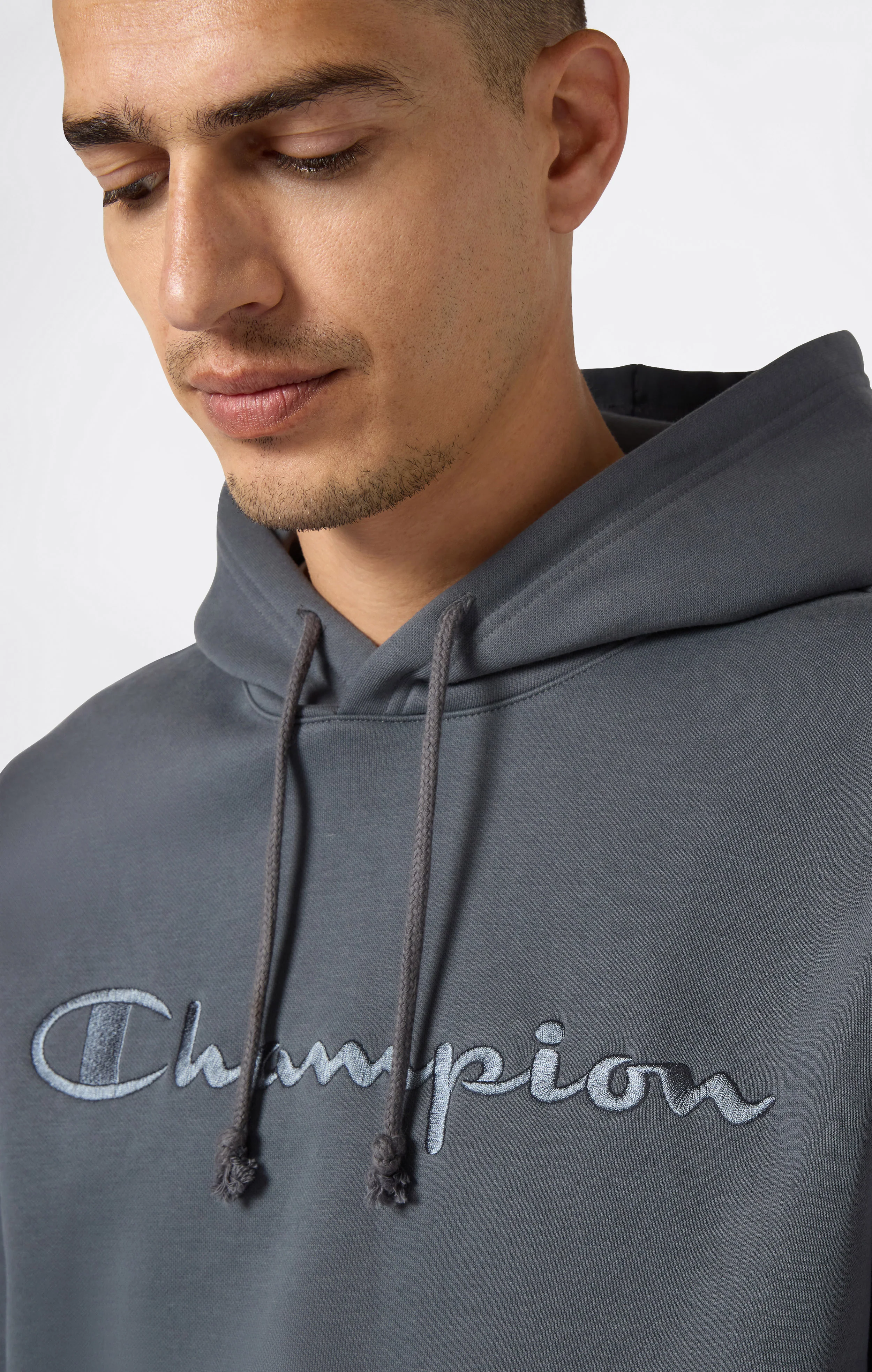 Men’s Fleece Hoodie with Big Embroidered Logo Icons - Image 3
