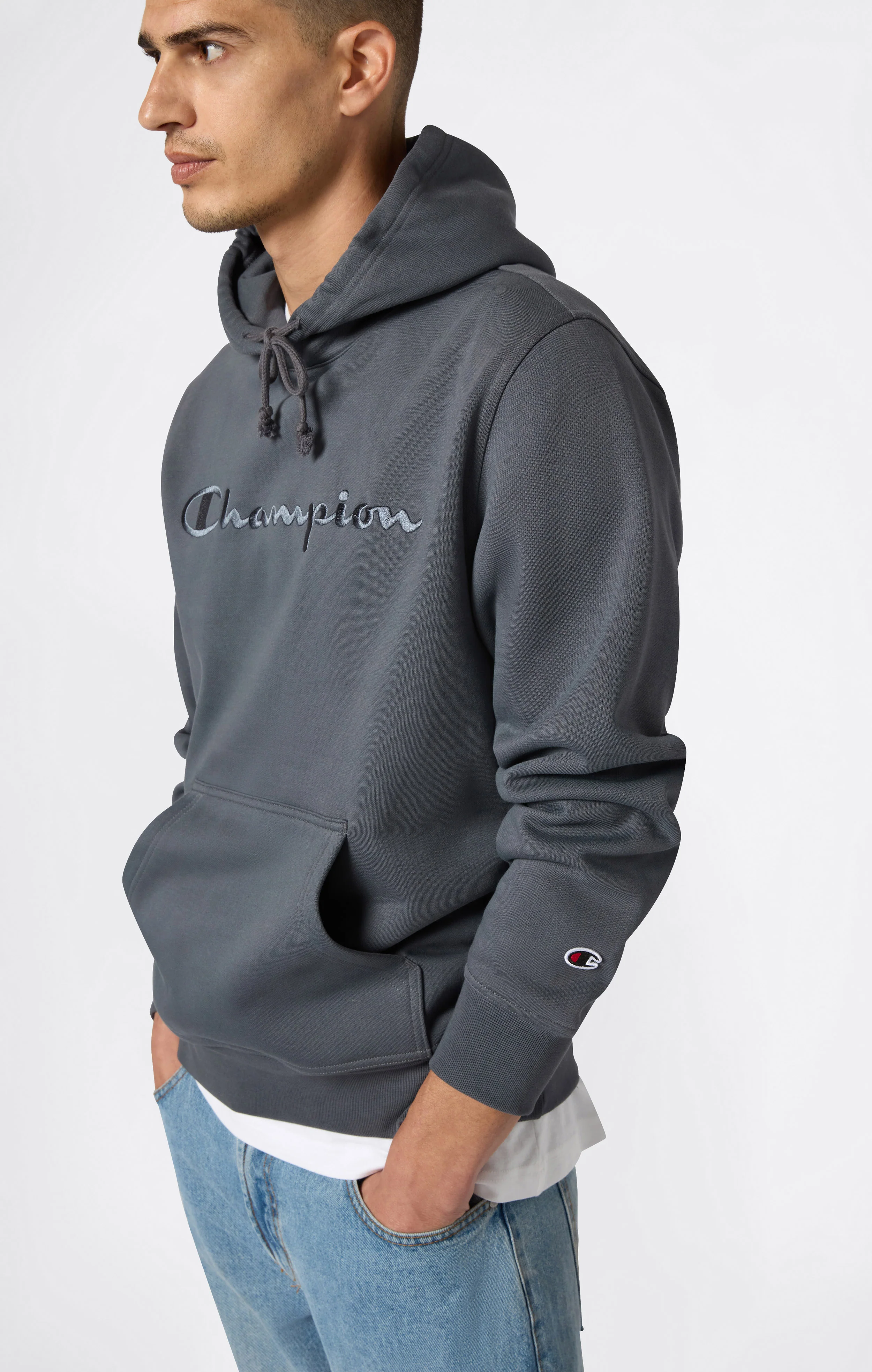 Men’s Fleece Hoodie with Big Embroidered Logo Icons - Image 4