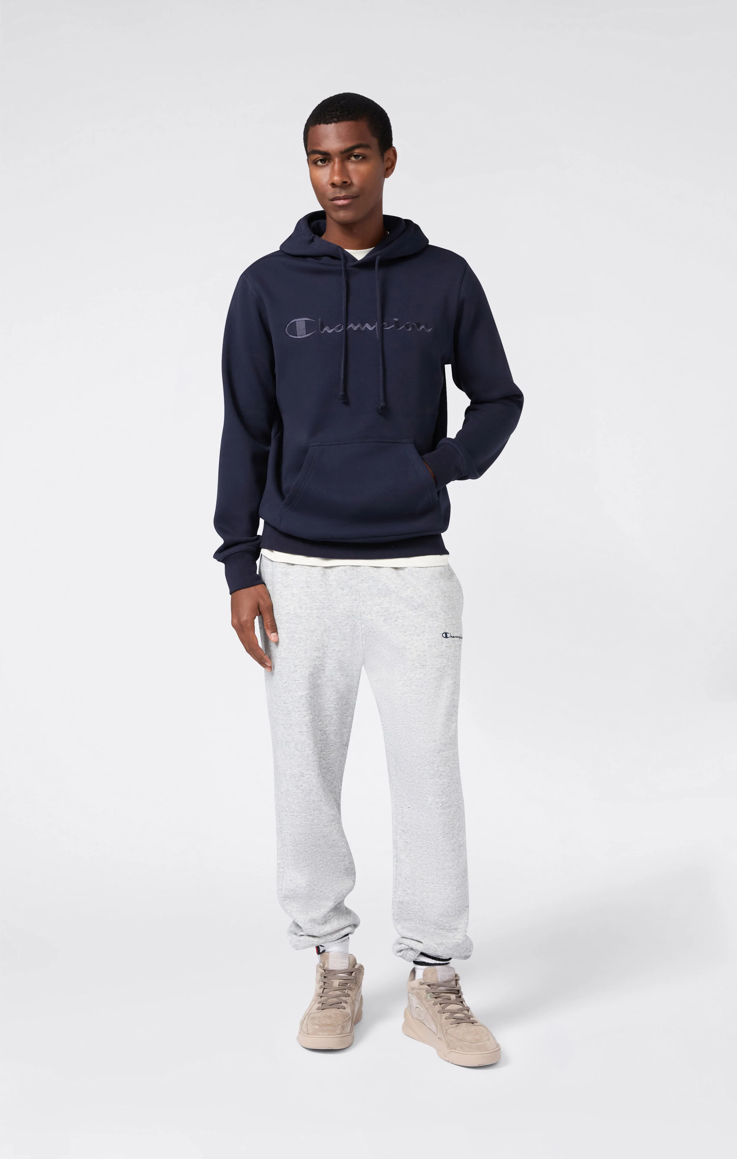 Men’s Fleece Hoodie with Big Embroidered Logo Icons