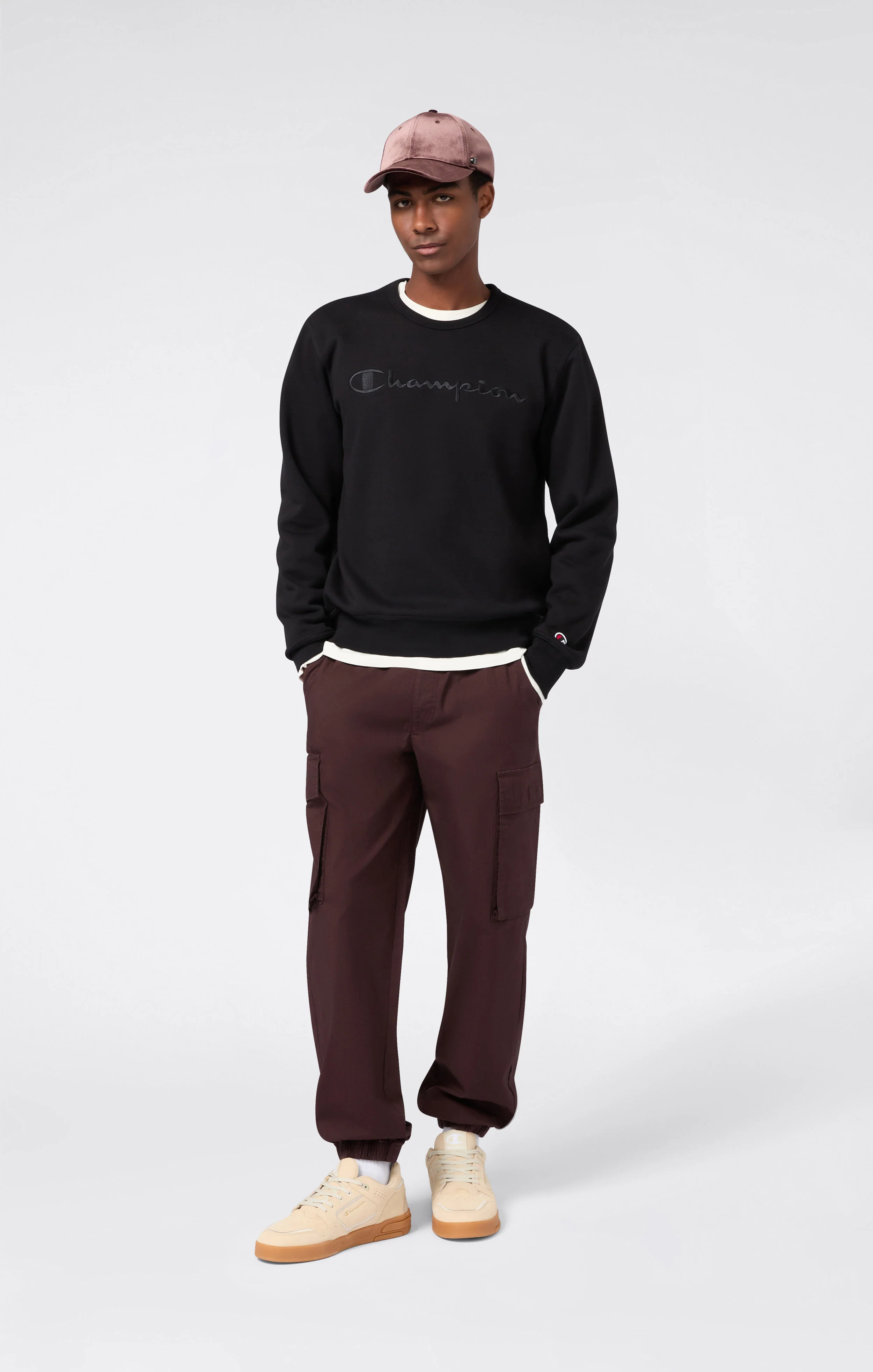 Men’s Fleece Crewneck Sweatshirt with Big Embroidered Logo Icons - Image 5