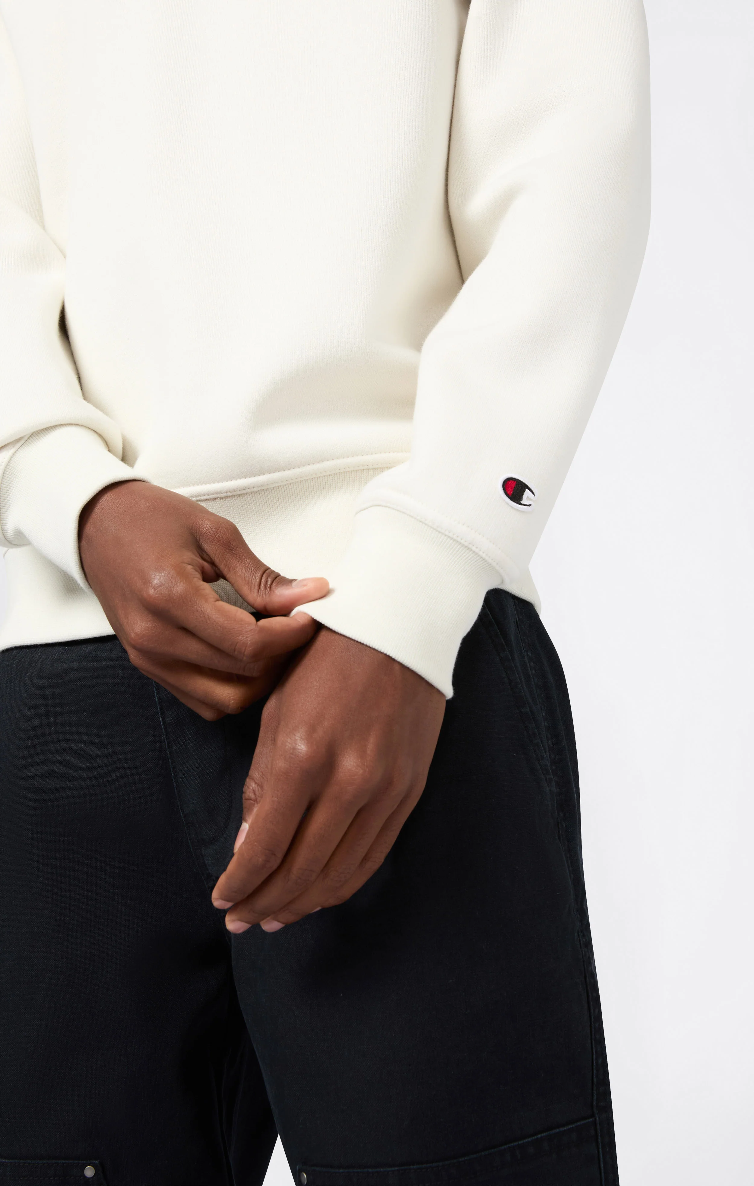 Men’s Fleece Crewneck Sweatshirt with Big Embroidered Logo Icons - Image 2