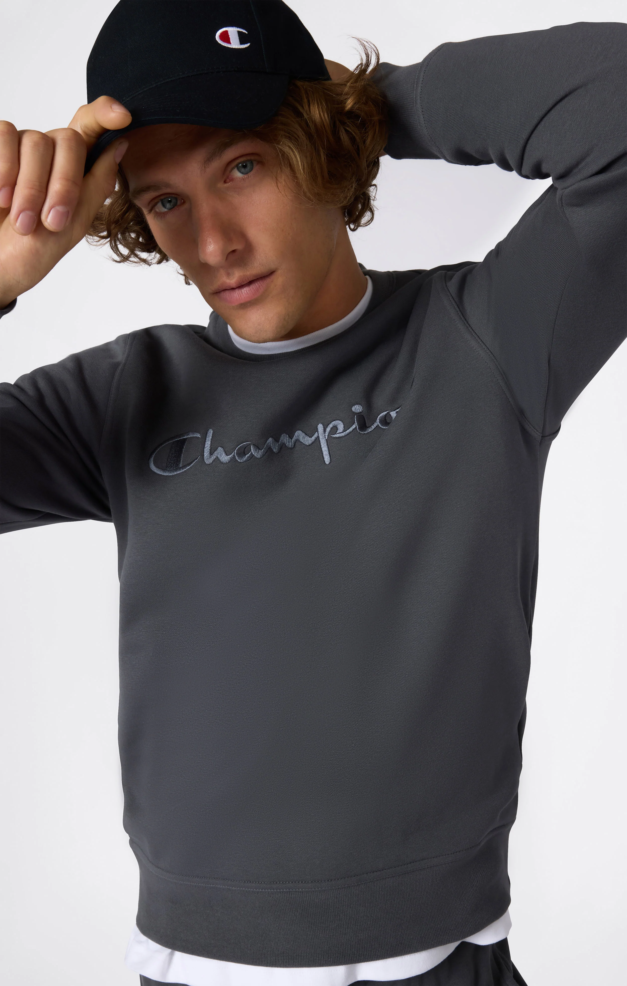 Men’s Fleece Crewneck Sweatshirt with Big Embroidered Logo Icons - Image 5