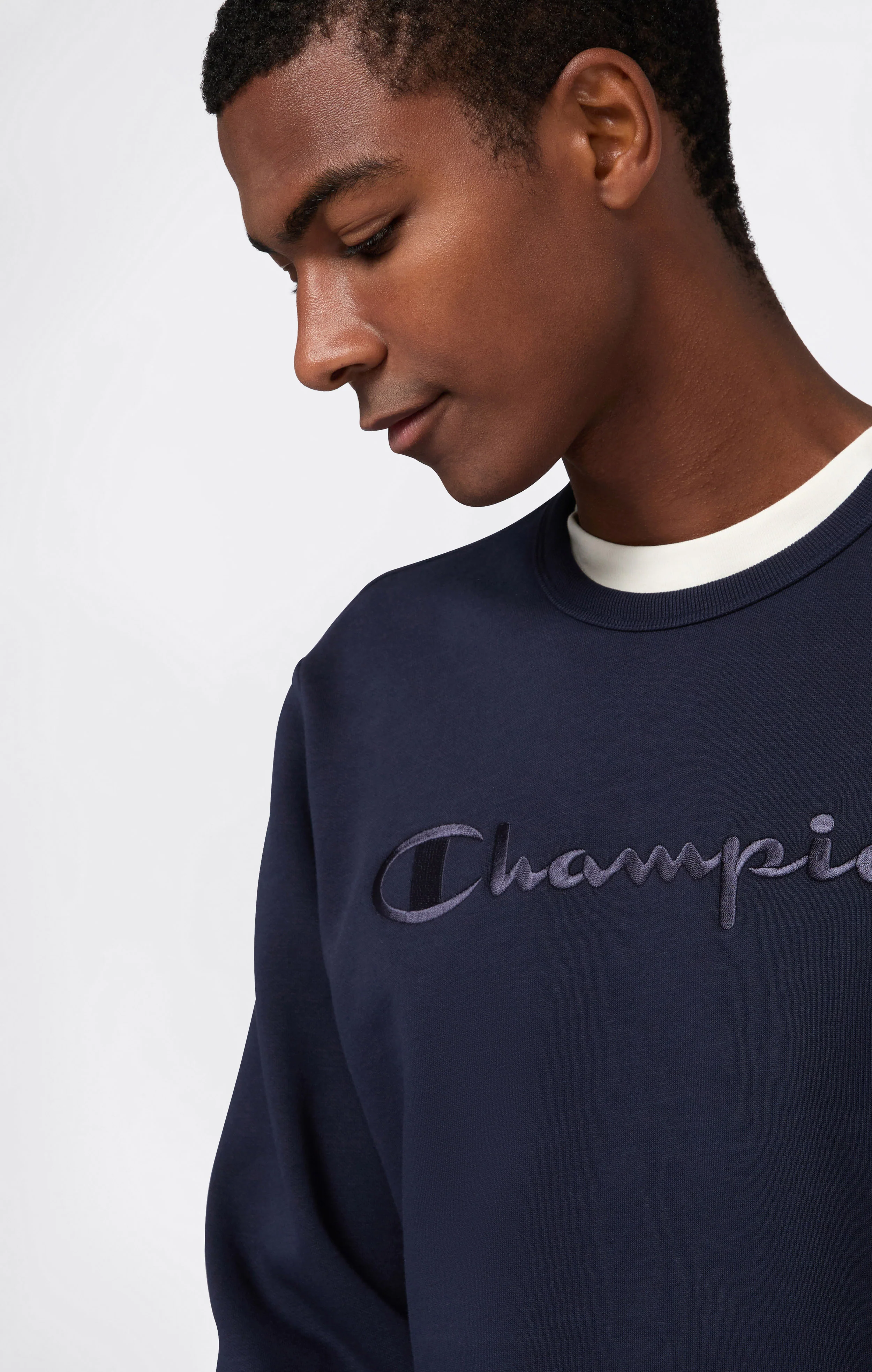Men’s Fleece Crewneck Sweatshirt with Big Embroidered Logo Icons - Image 3