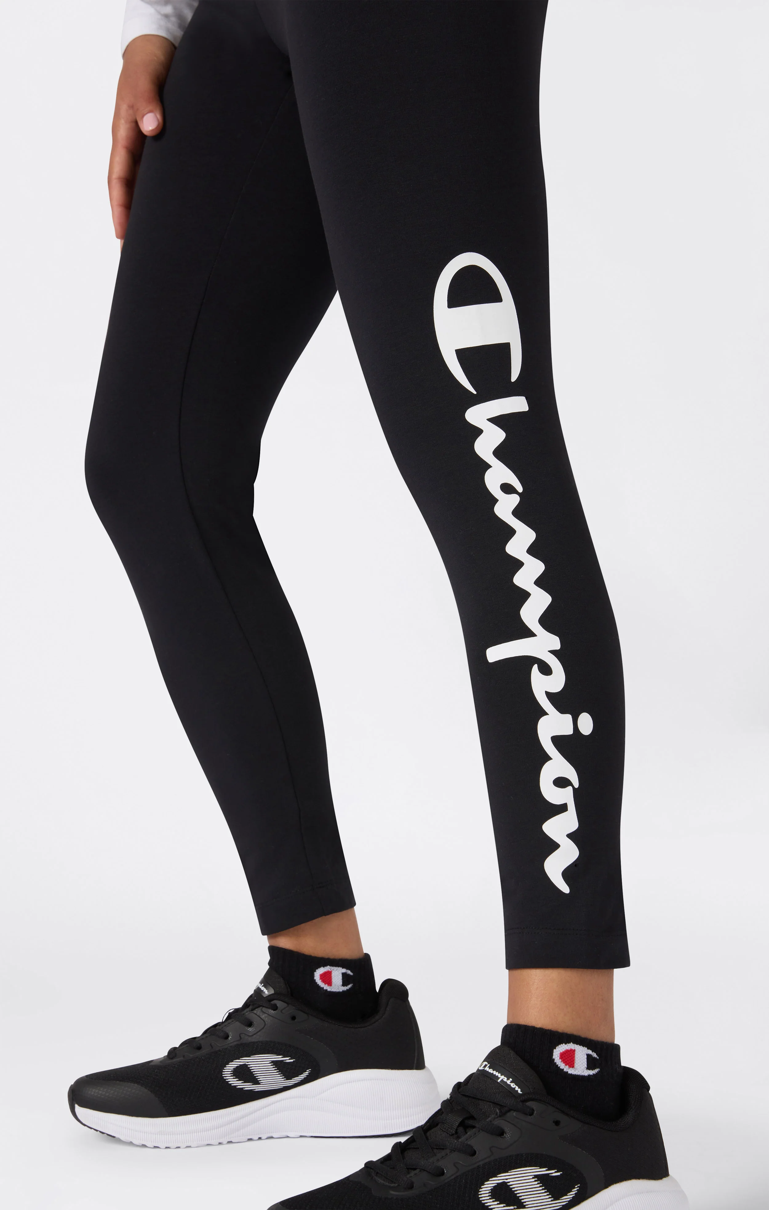 Women's Crop Leggings Script Logo - Image 3
