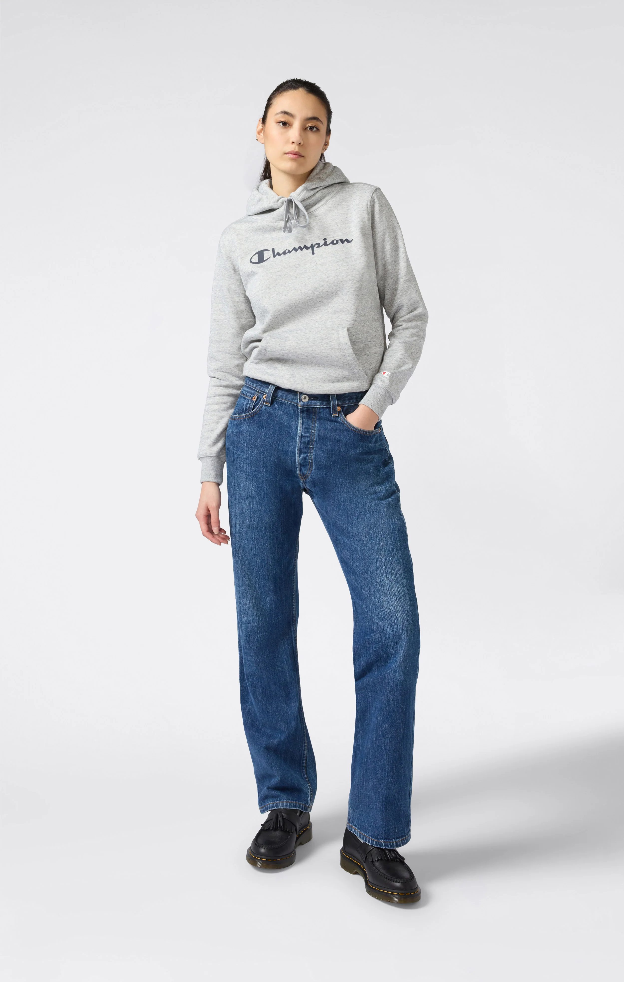 Women's Fleece Hooded Sweatshirt Script Logo - Image 4
