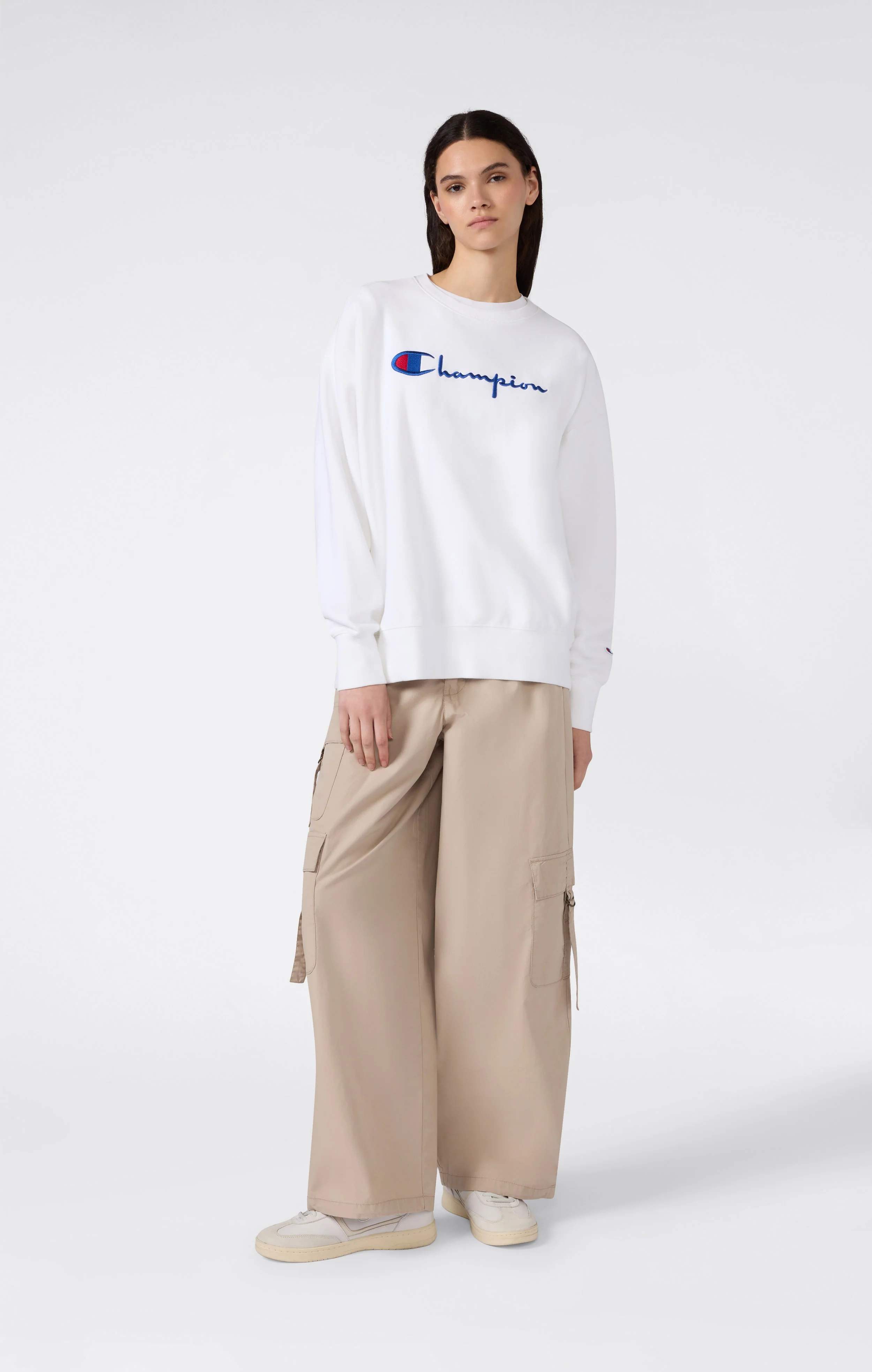 Women’s Lightweight Reverse Weave Crewneck Sweatshirt with Embroidered Logo - Image 4