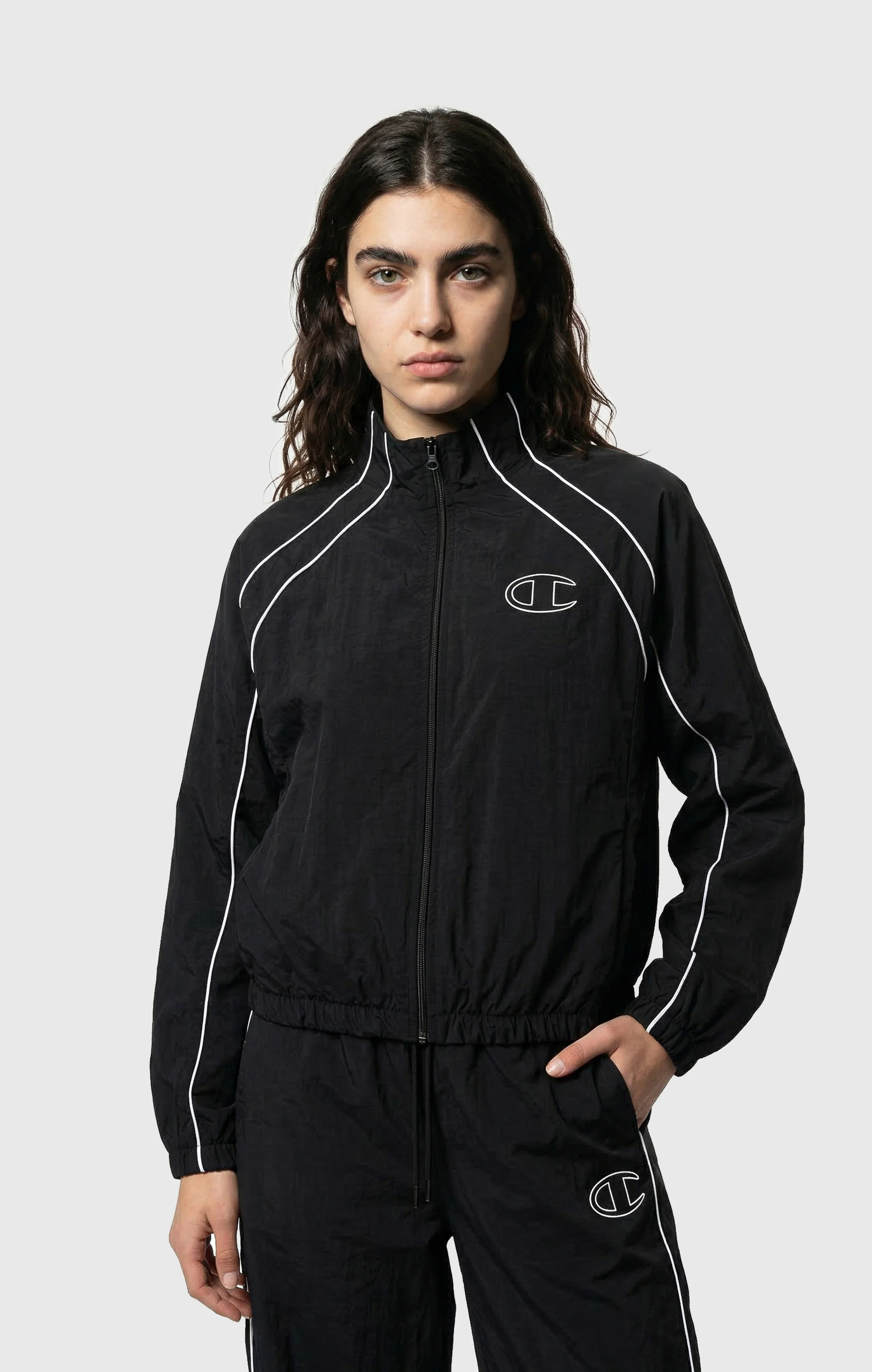 Women’s Woven Nylon Full-Zip Track Top Loose Fit