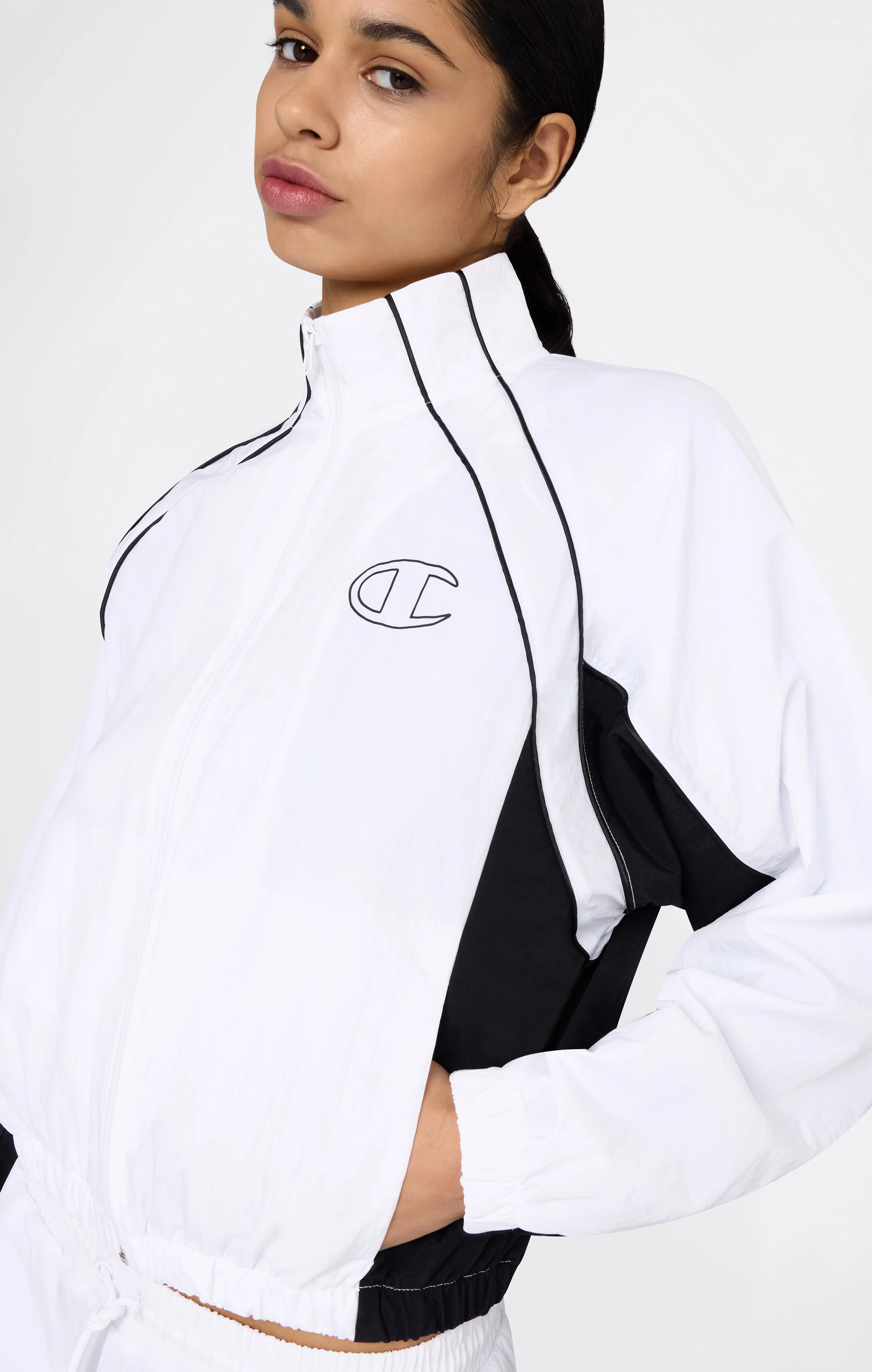 Women’s Woven Nylon Full-Zip Track Top Loose Fit - Image 2