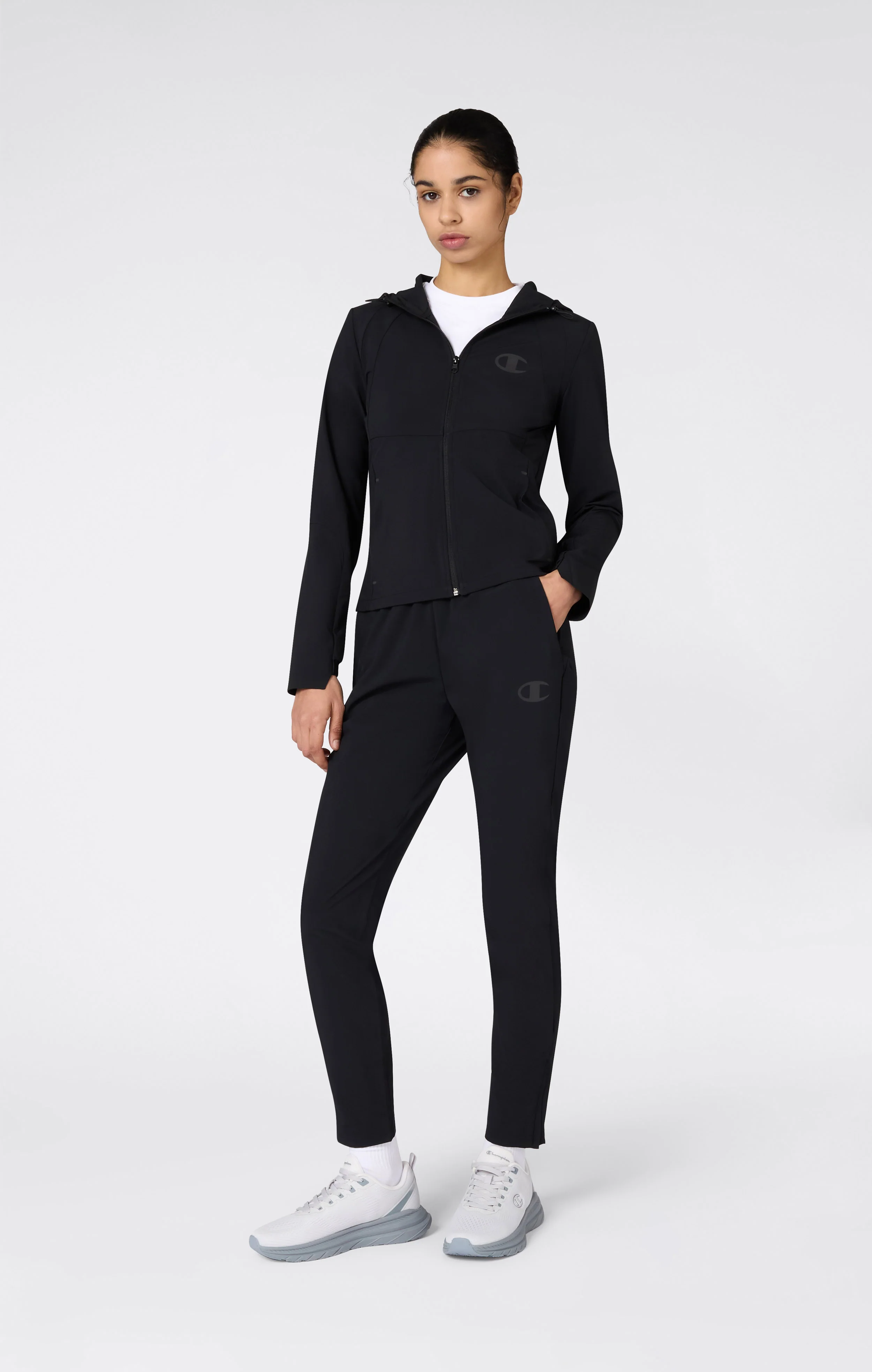 Women’s Stretch Nylon Hooded Track Top Slim Fit - Image 3