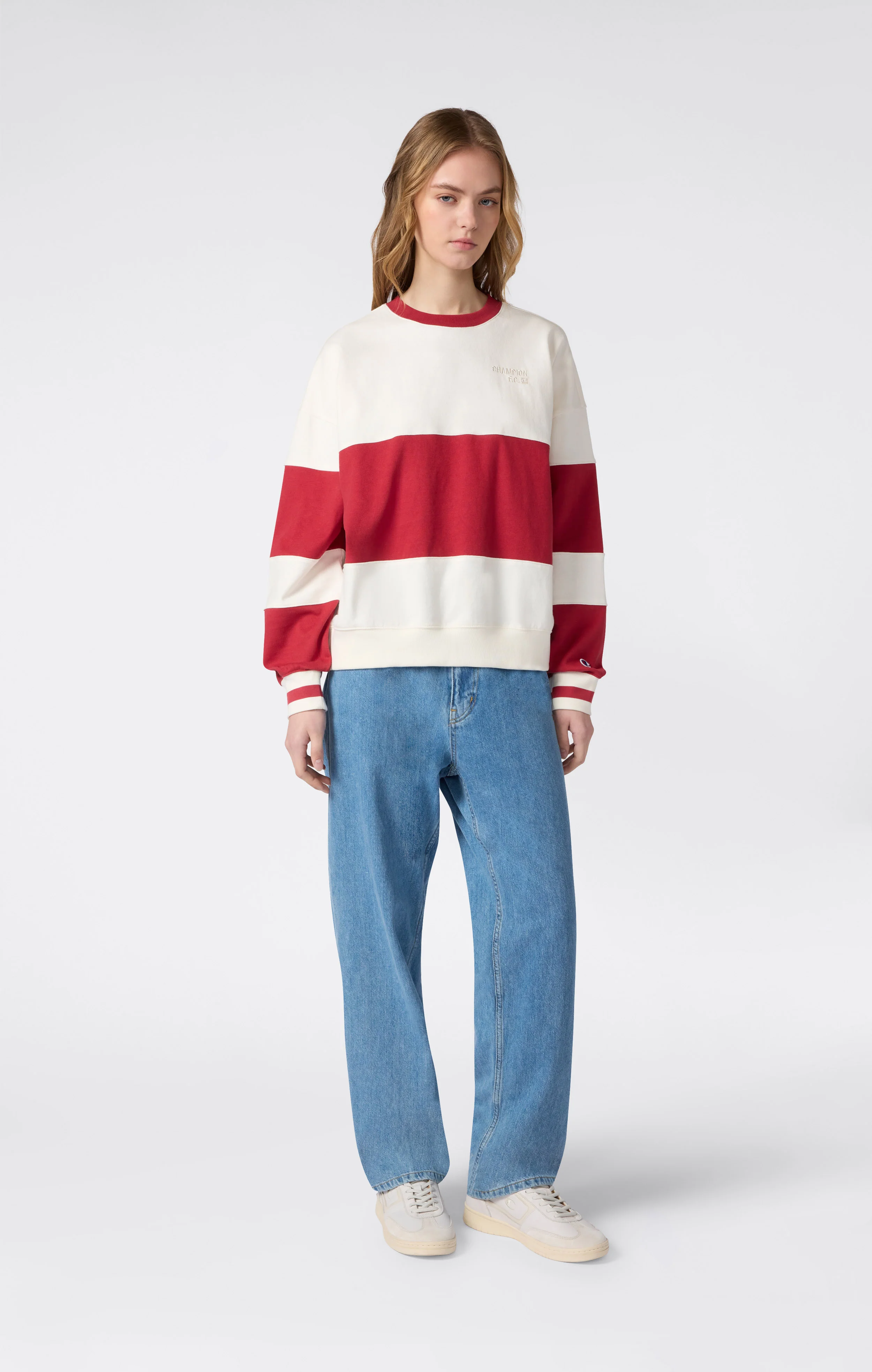 Women’s Striped Crewneck Sweatshirt - Image 2