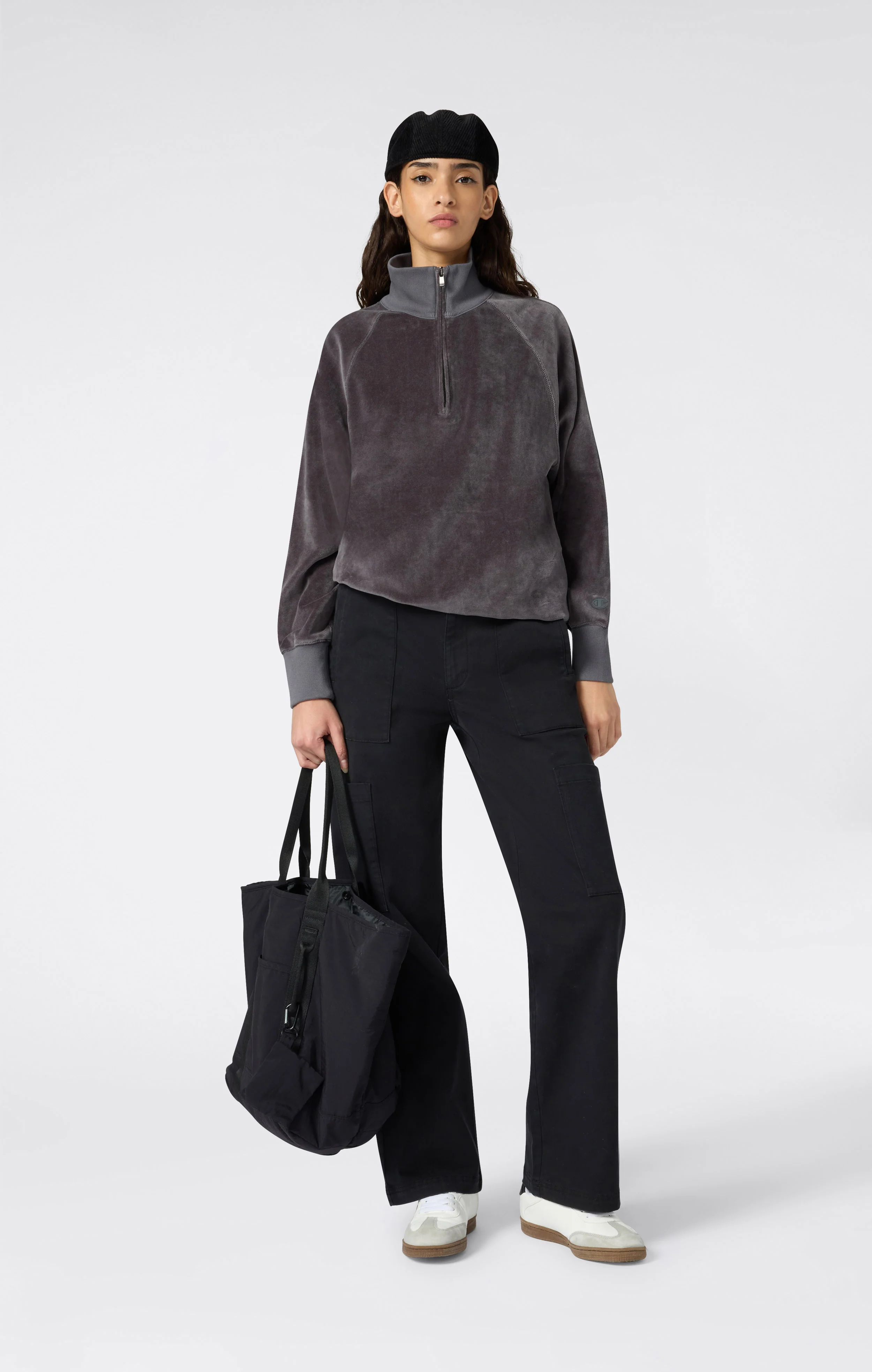 Women's Velour Half Zip Sweatshirt - Image 2