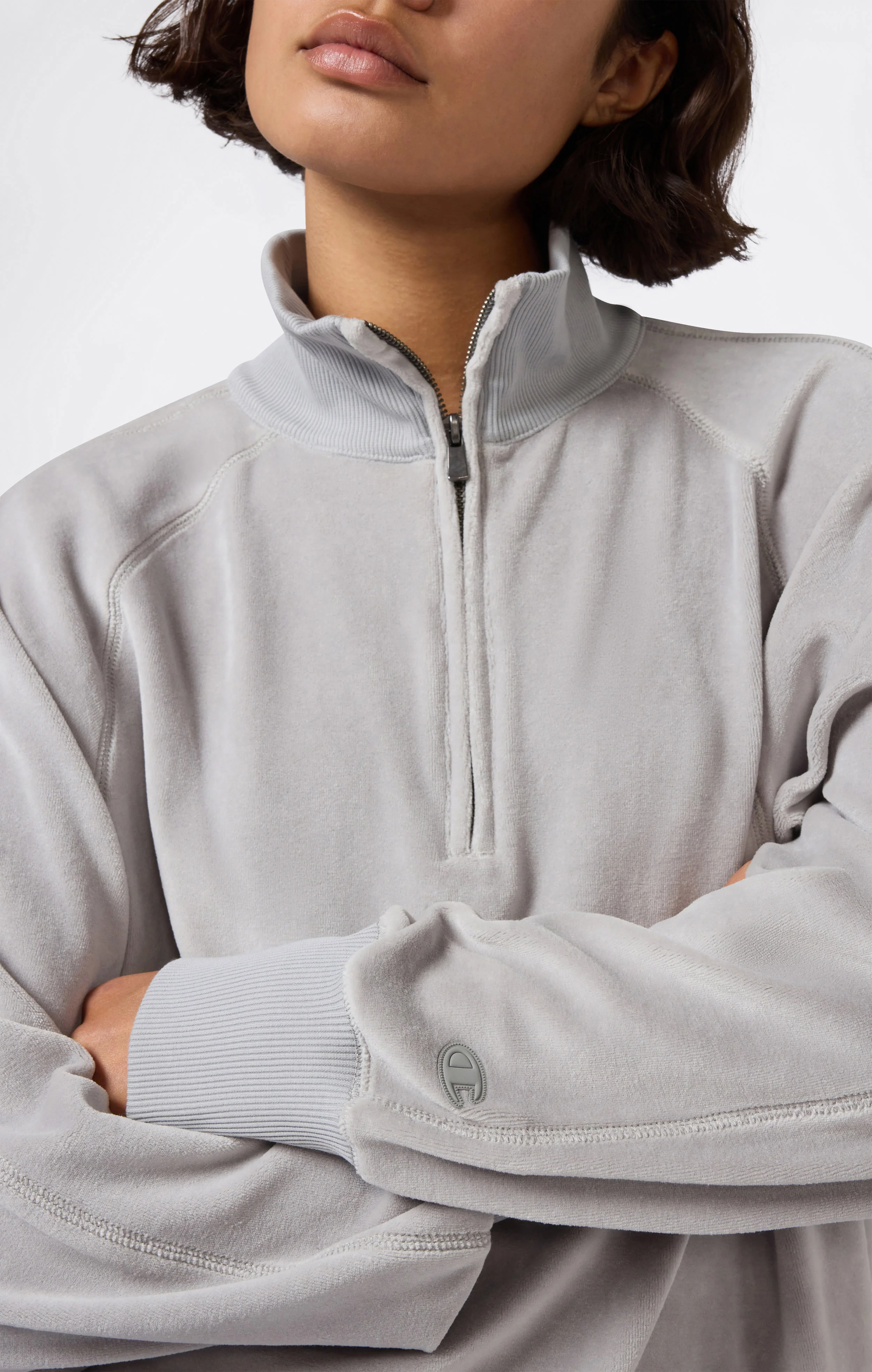 Women's Velour Half Zip Sweatshirt - Image 3