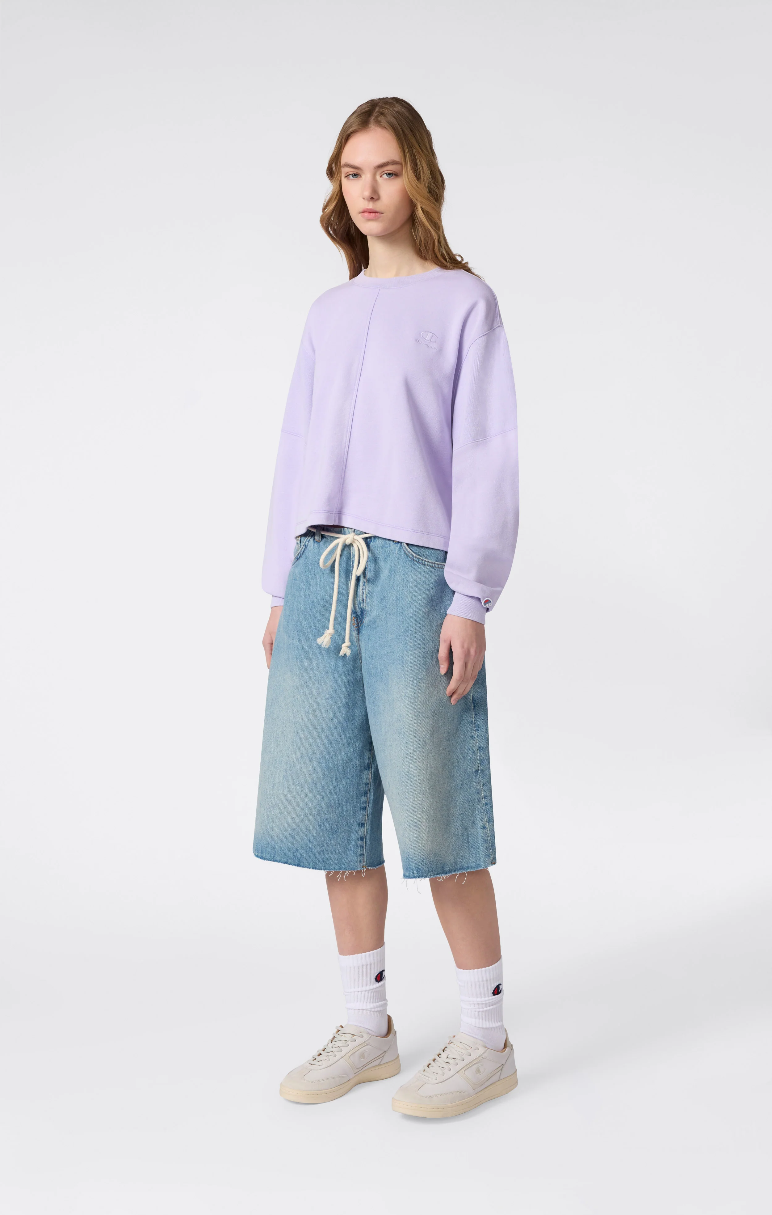 Women’s Washed Effect Crewneck Sweatshirt Icons - Image 2