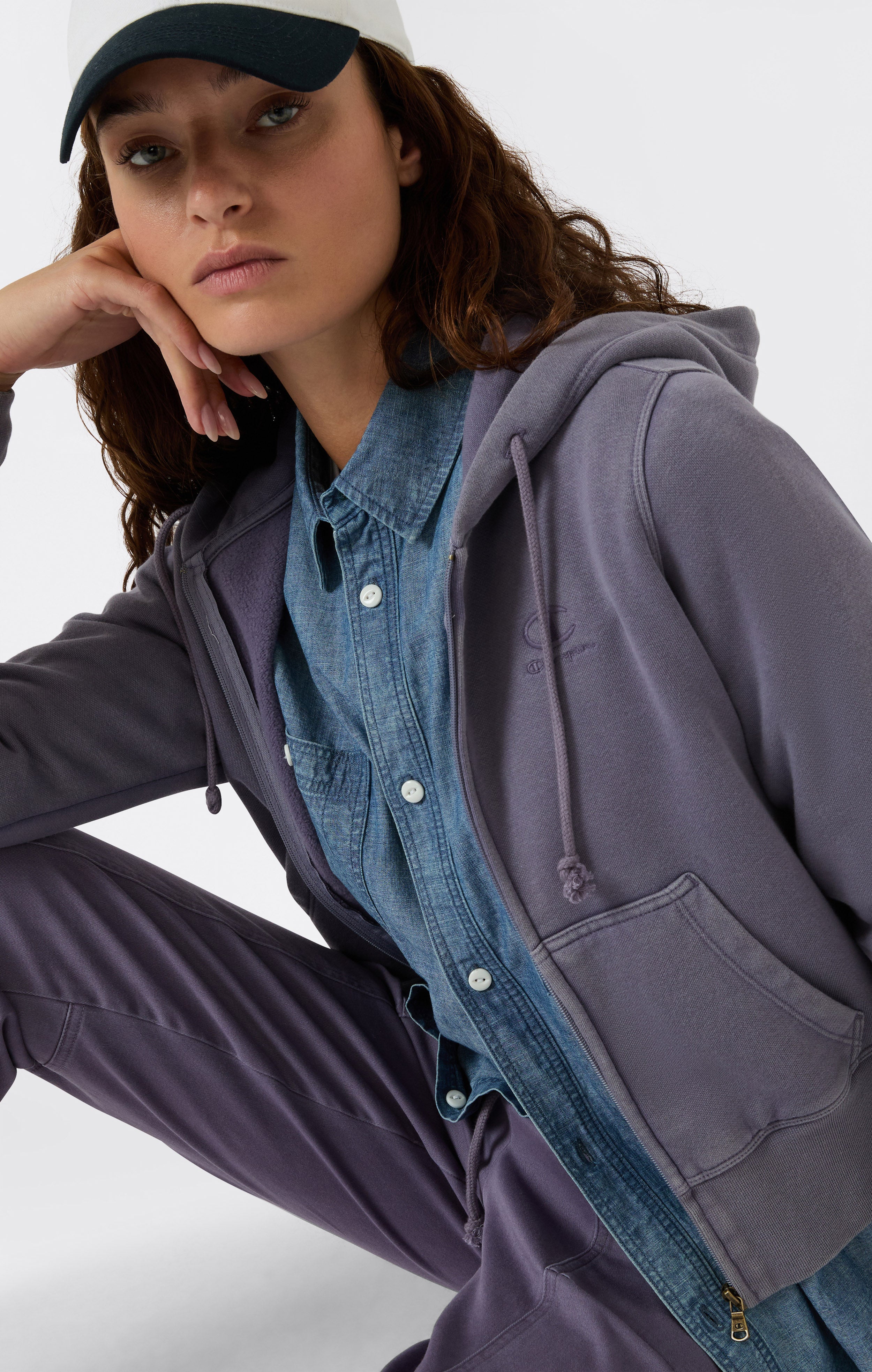 Women's Washed Full Zip Fleece Hoodie Icons - Image 3