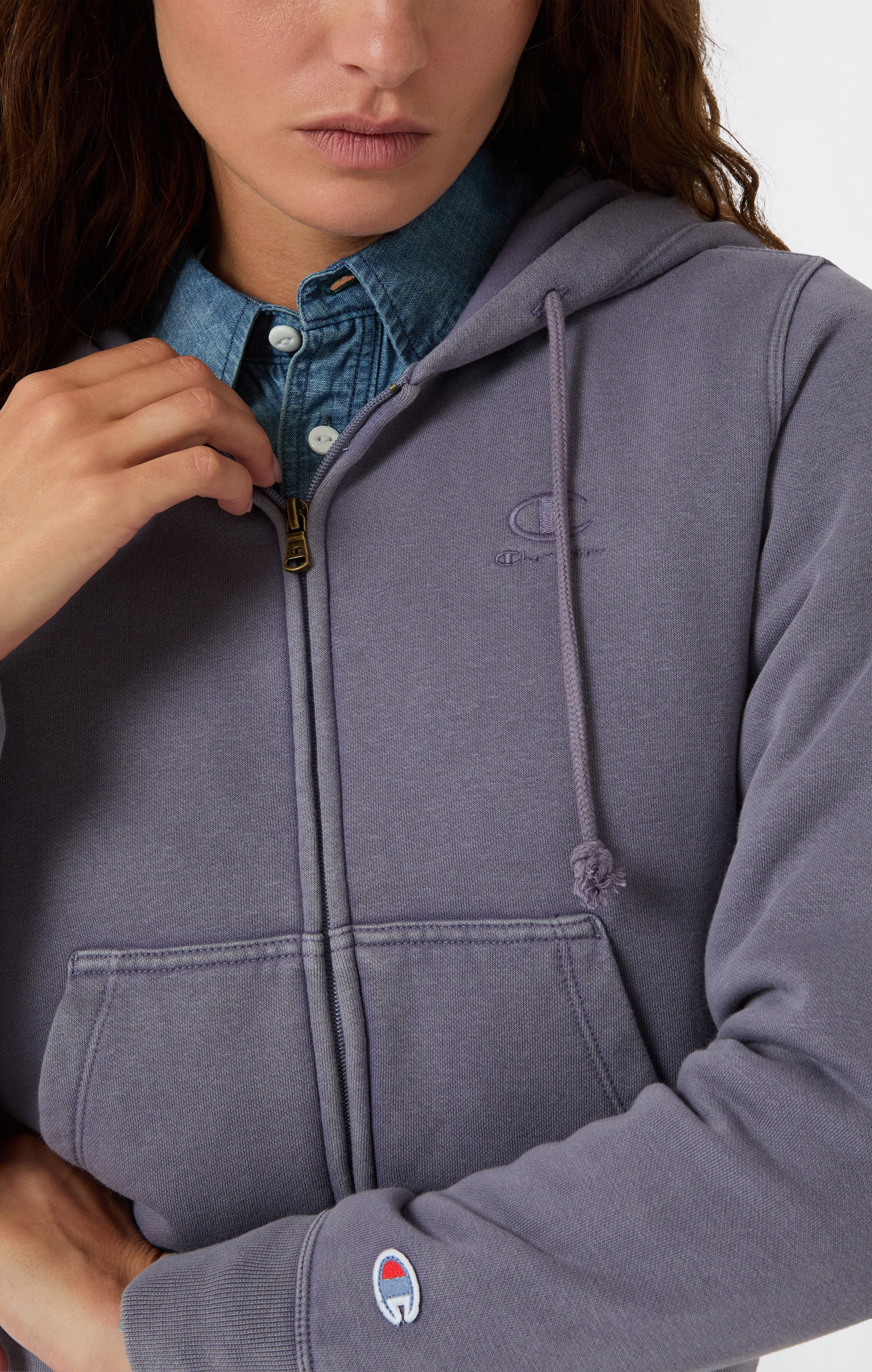 Women's Washed Full Zip Fleece Hoodie Icons - Image 5
