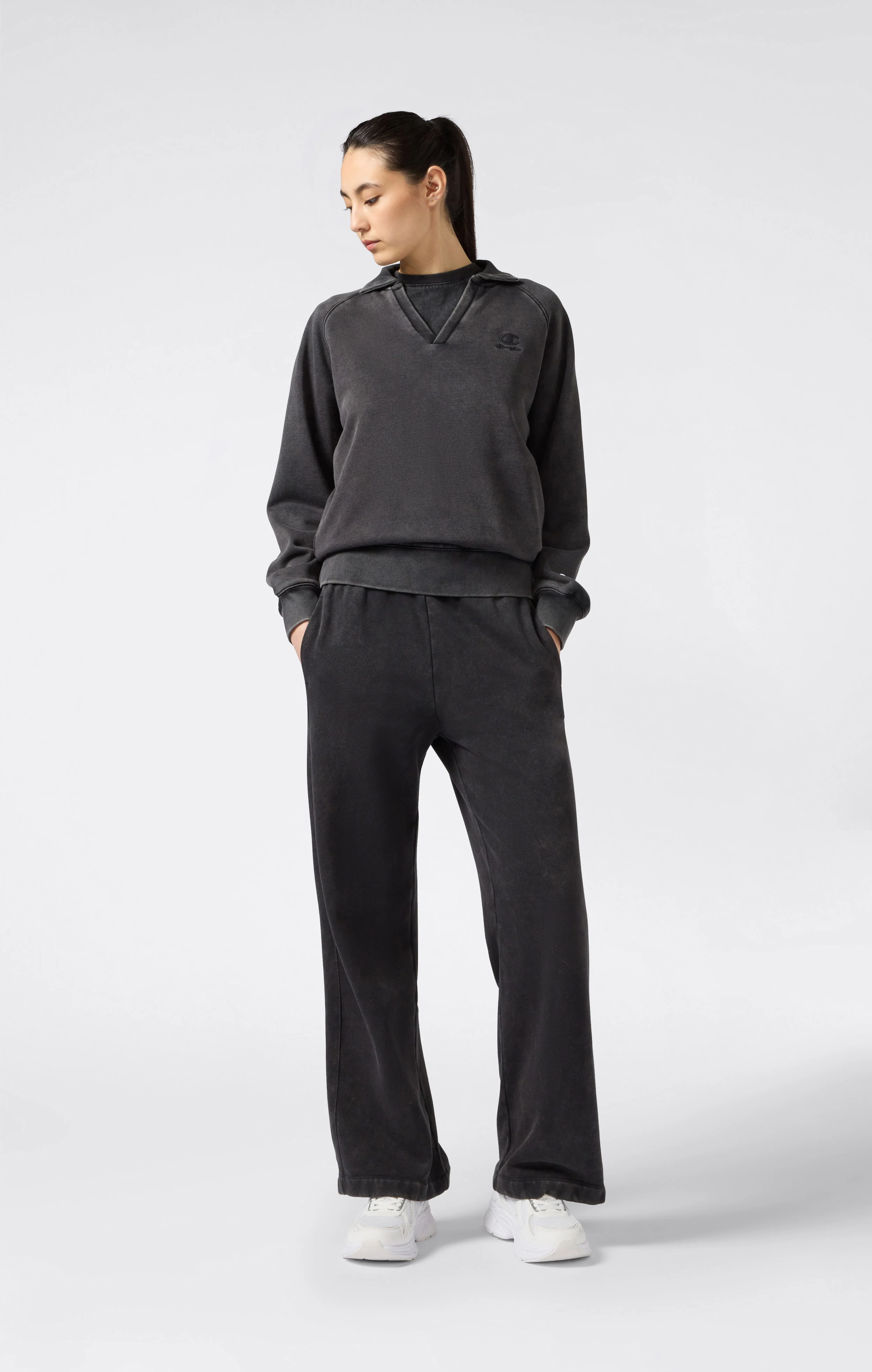 Women's Washed Wide Leg Fleece Pants Icons - Image 4